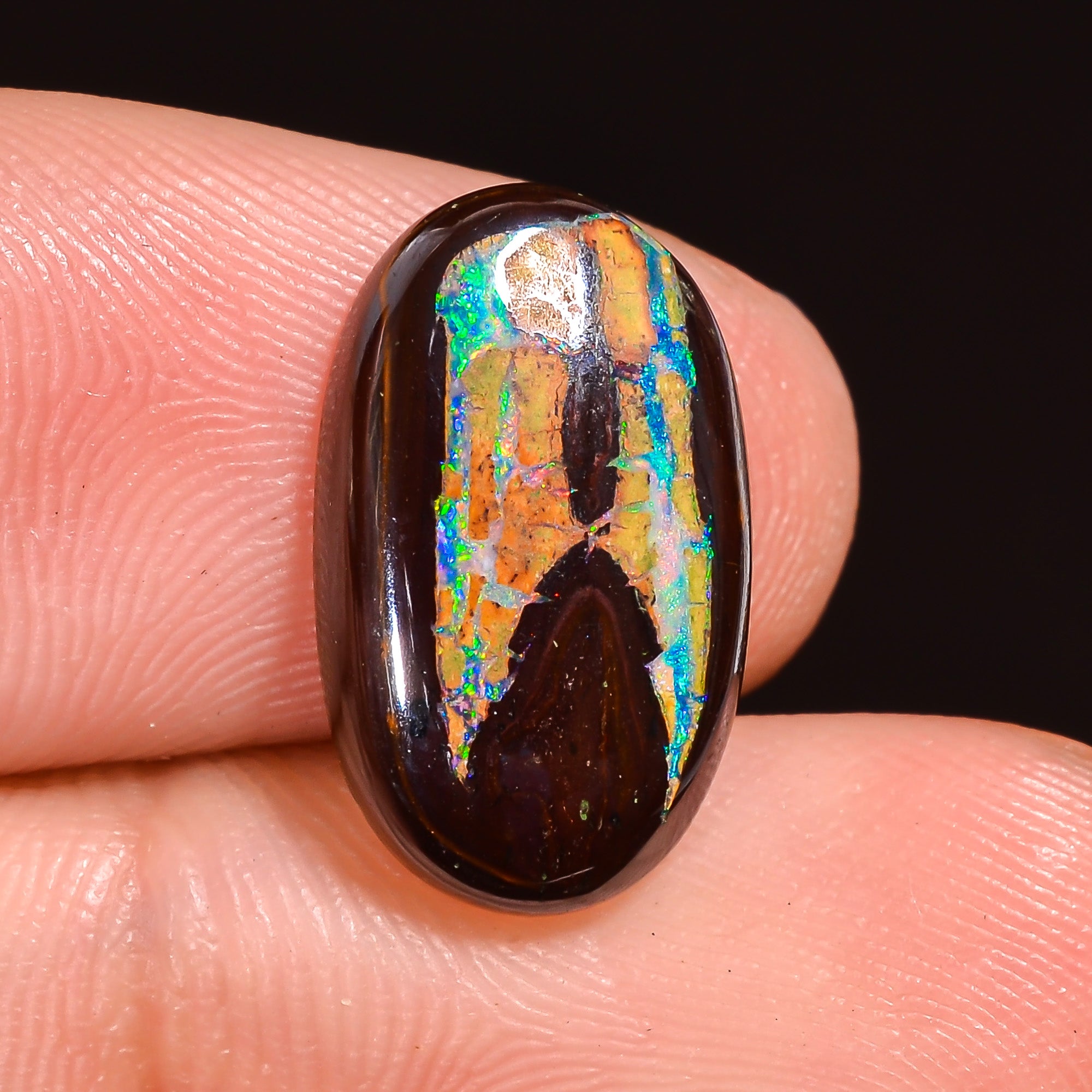 Natural Boulder Opal Oval Shape Cabochon Loose Gemstone 15X8X2 mm 5 Ct.OP-250