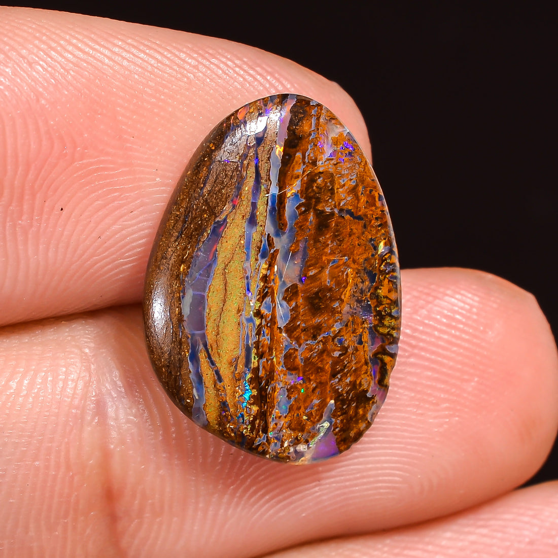 Natural Boulder Opal Fancy Shape Cabochon Loose Gemstone 16X12X2 mm 5 Ct.OP-251