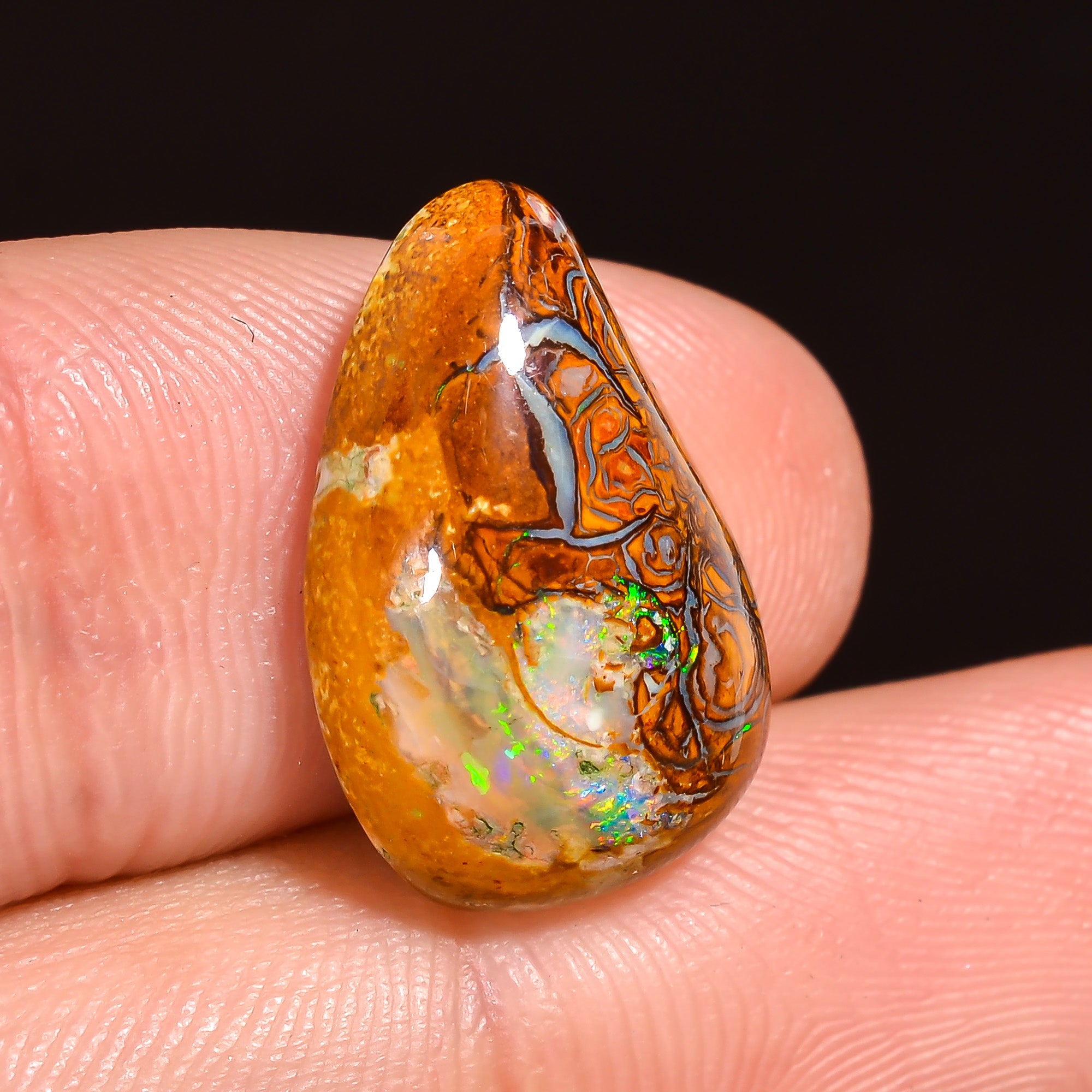 Natural Boulder Opal Fancy Shape Cabochon Loose Gemstone 16X11X5 mm 8 Ct.OP-252
