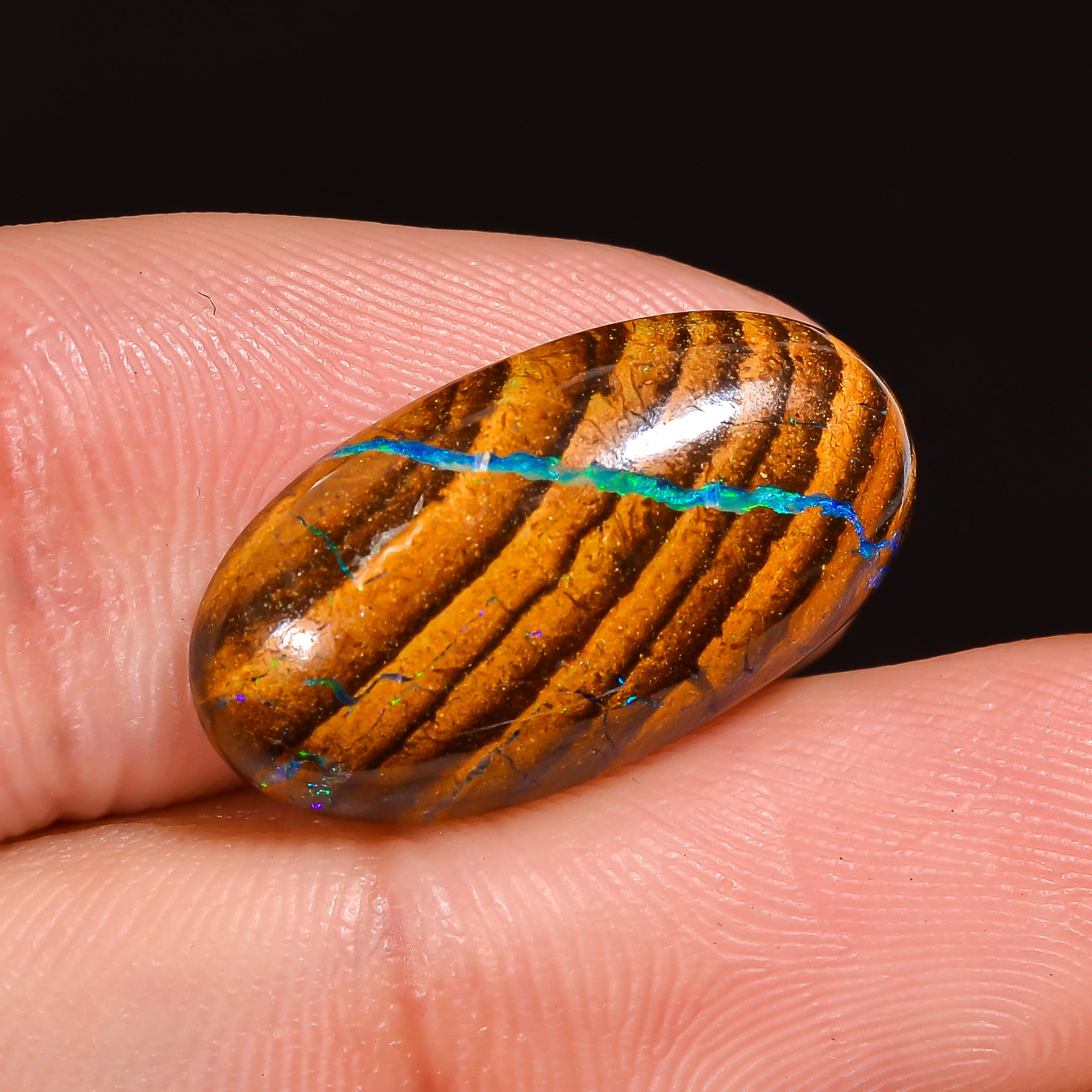 Natural Boulder Opal Oval Shape Cabochon Loose Gemstone 18X10X4 mm 8 Ct.OP-253