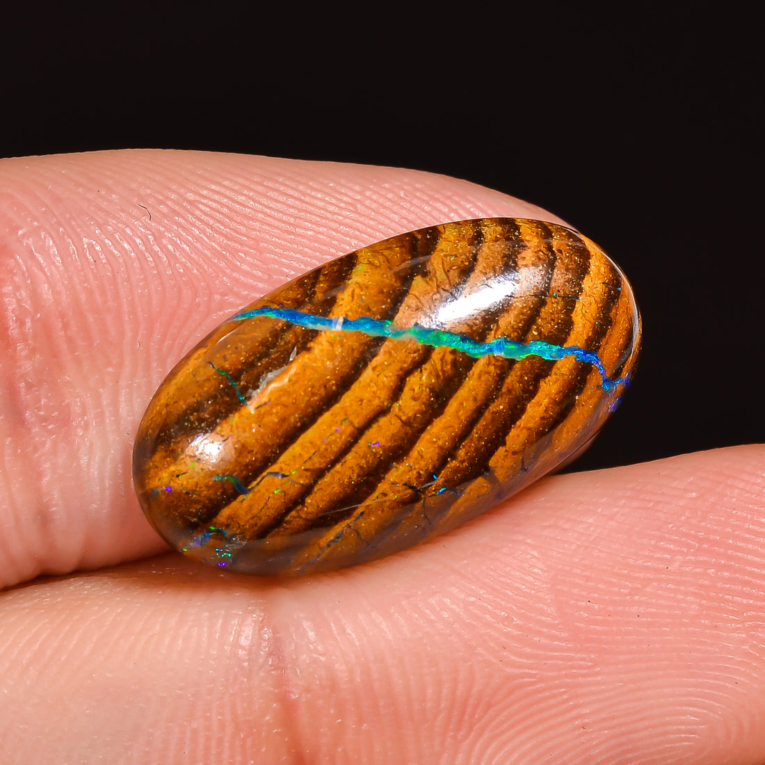 Natural Boulder Opal Oval Shape Cabochon Loose Gemstone 18X10X4 mm 8 Ct.OP-253
