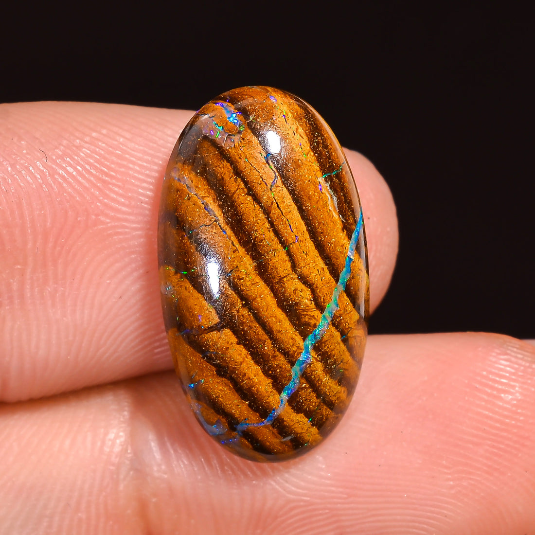 Natural Boulder Opal Oval Shape Cabochon Loose Gemstone 18X10X4 mm 8 Ct.OP-253