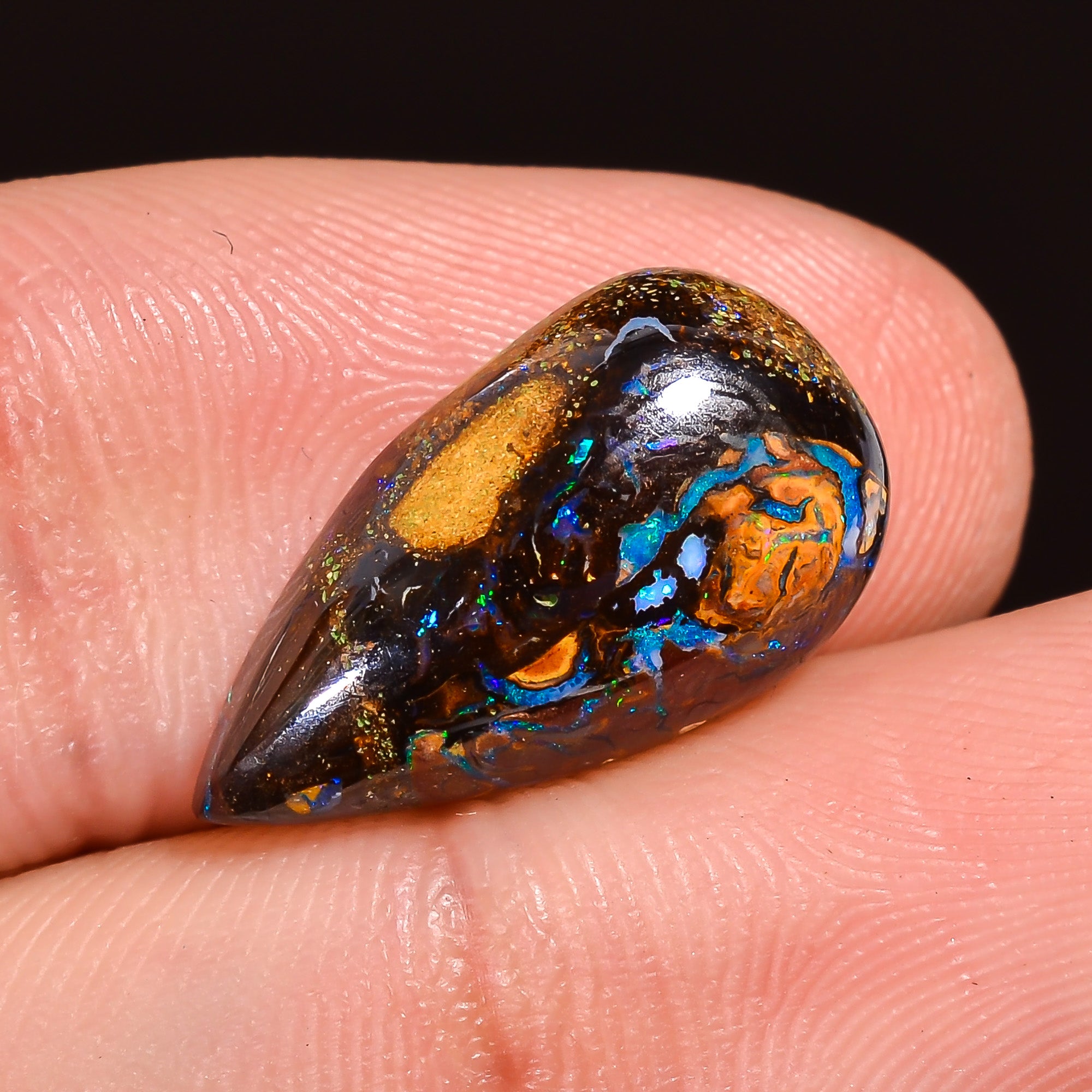 Natural Boulder Opal Pear Shape Cabochon Loose Gemstone 16X9X4 mm 6.5 Ct.OP-254