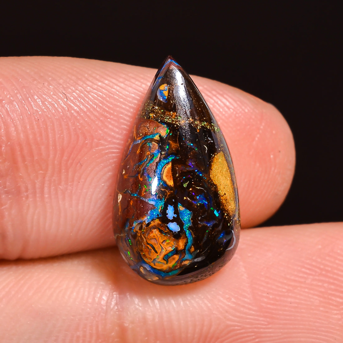 Natural Boulder Opal Pear Shape Cabochon Loose Gemstone 16X9X4 mm 6.5 Ct.OP-254