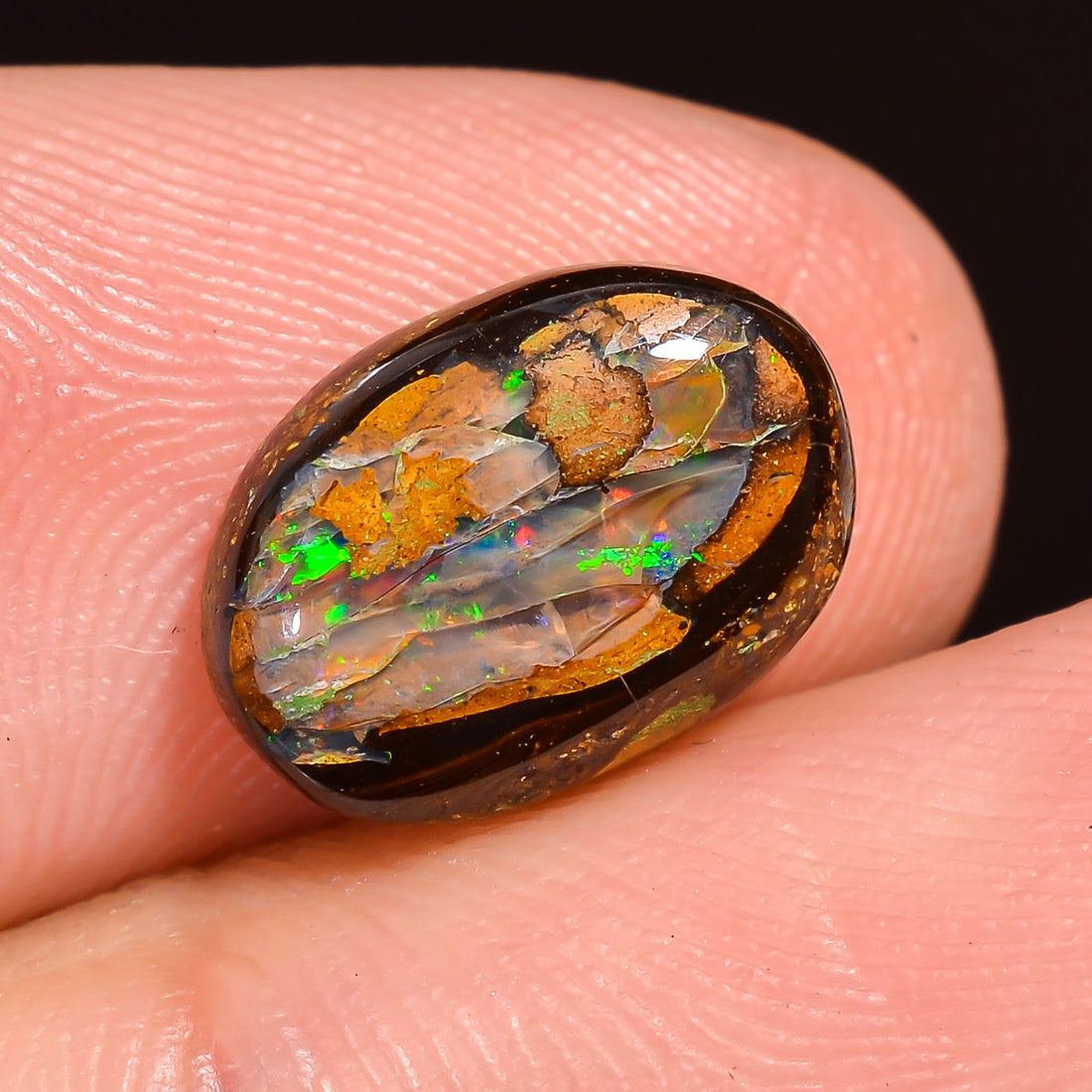 Natural Boulder Opal Oval Shape Cabochon Loose Gemstone 10X7X2 mm 2.5 Ct.OP-255