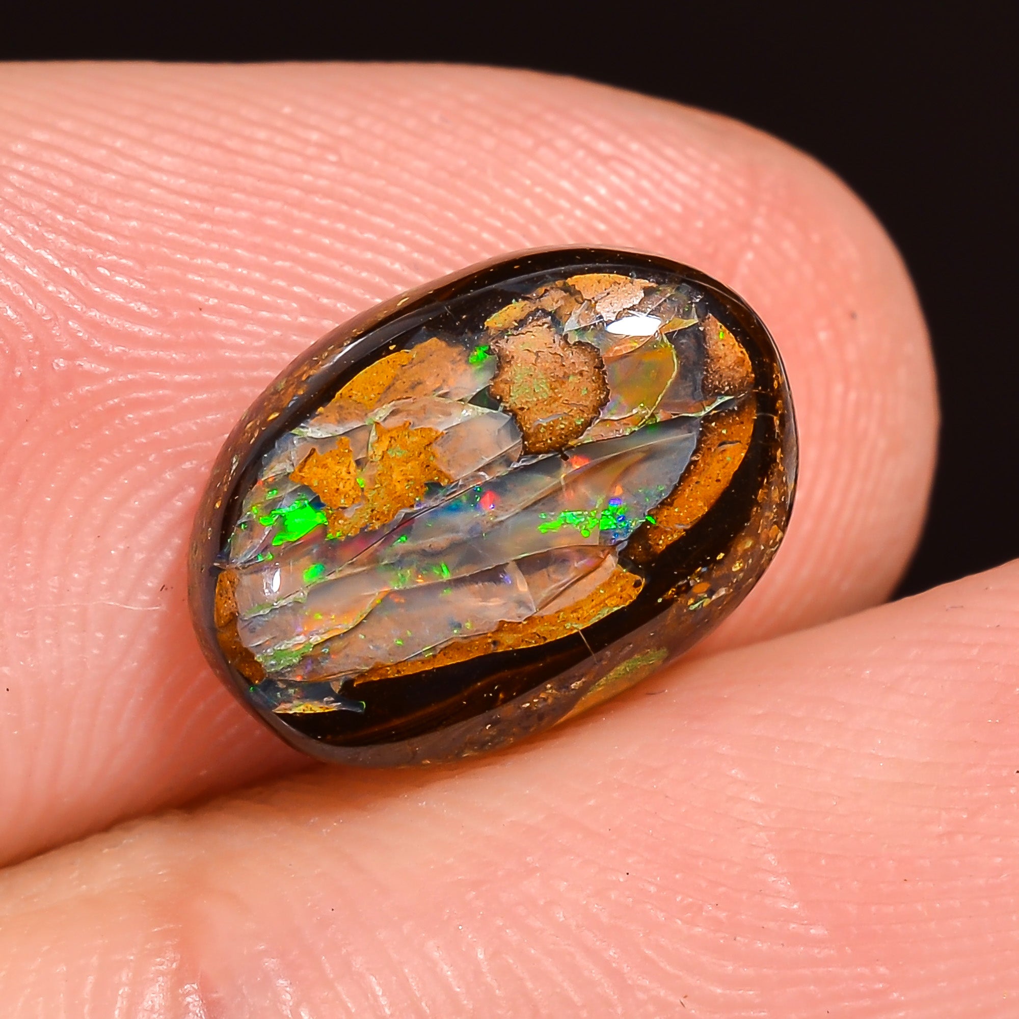 Natural Boulder Opal Oval Shape Cabochon Loose Gemstone 10X7X2 mm 2.5 Ct.OP-255