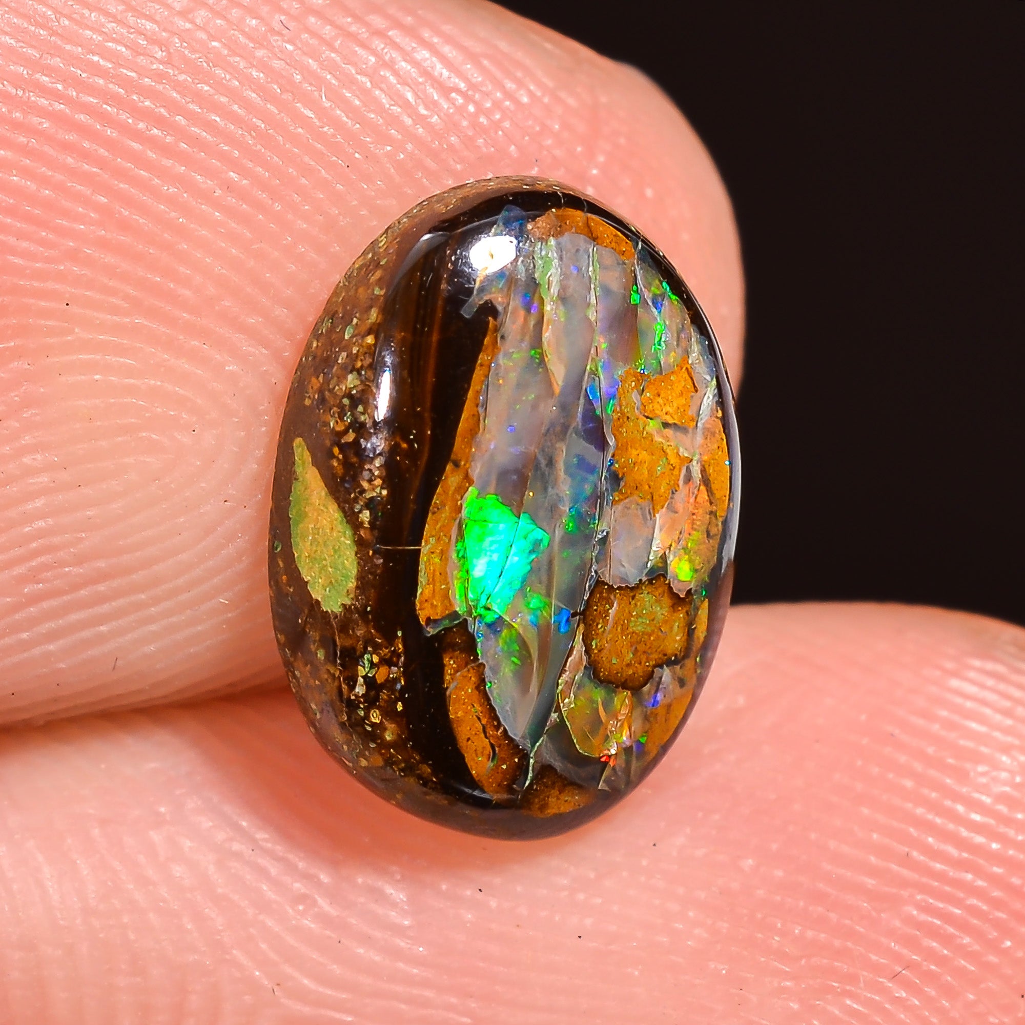Natural Boulder Opal Oval Shape Cabochon Loose Gemstone 10X7X2 mm 2.5 Ct.OP-255