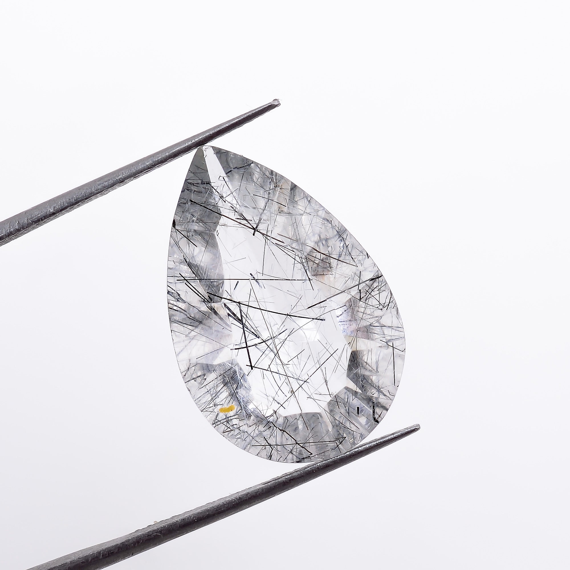 Natural Black Rutile Quartz Pear Shape Cut Stone Loose Gemstone For Making Jewelry 10.5 Ct 21X14X7 mm S-1202