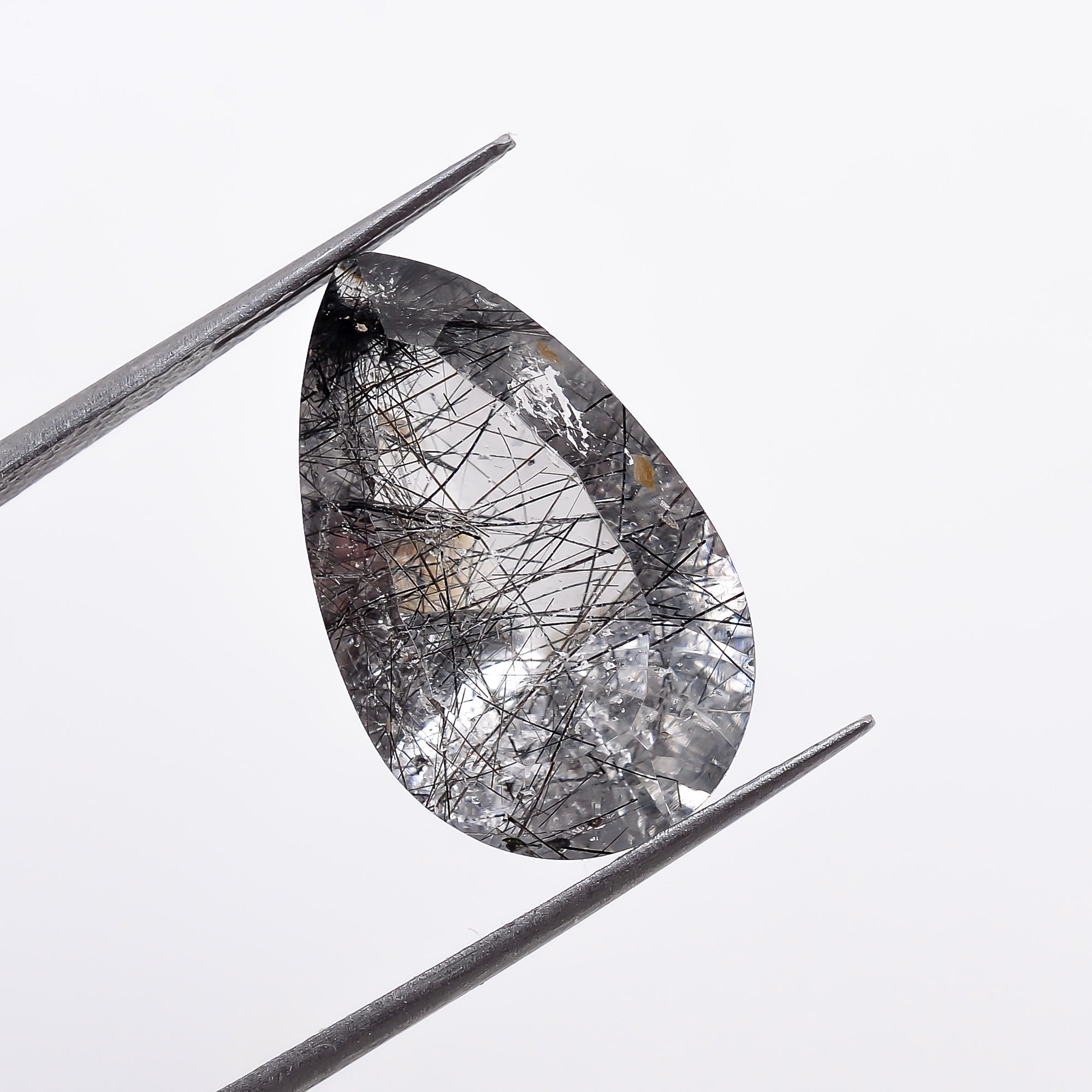 Natural Black Rutile Quartz Pear Shape Cut Stone Loose Gemstone For Making Jewelry 8.5 Ct. 18X11X8 mm S-1203