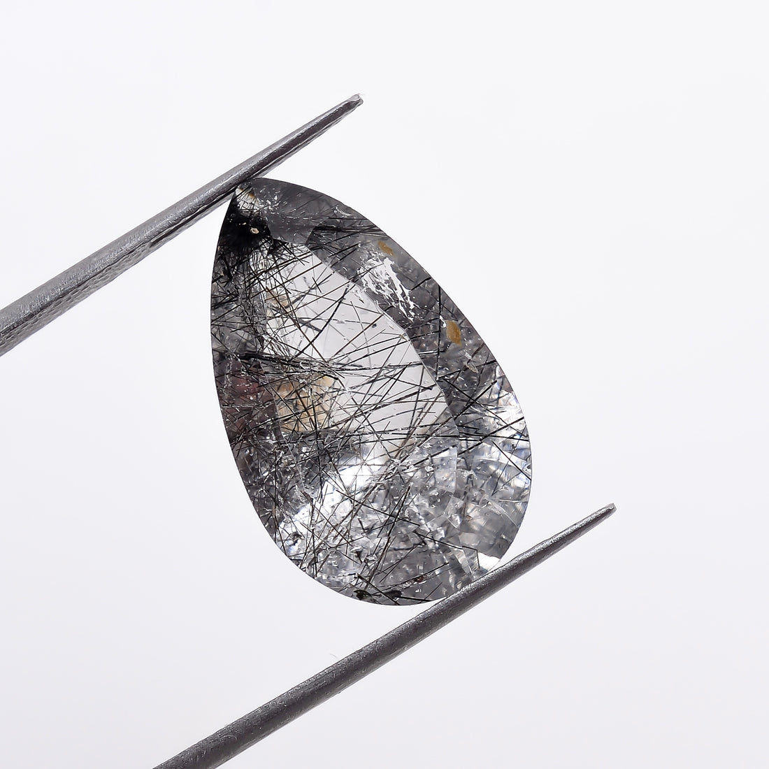 Natural Black Rutile Quartz Pear Shape Cut Stone Loose Gemstone For Making Jewelry 8.5 Ct. 18X11X8 mm S-1203