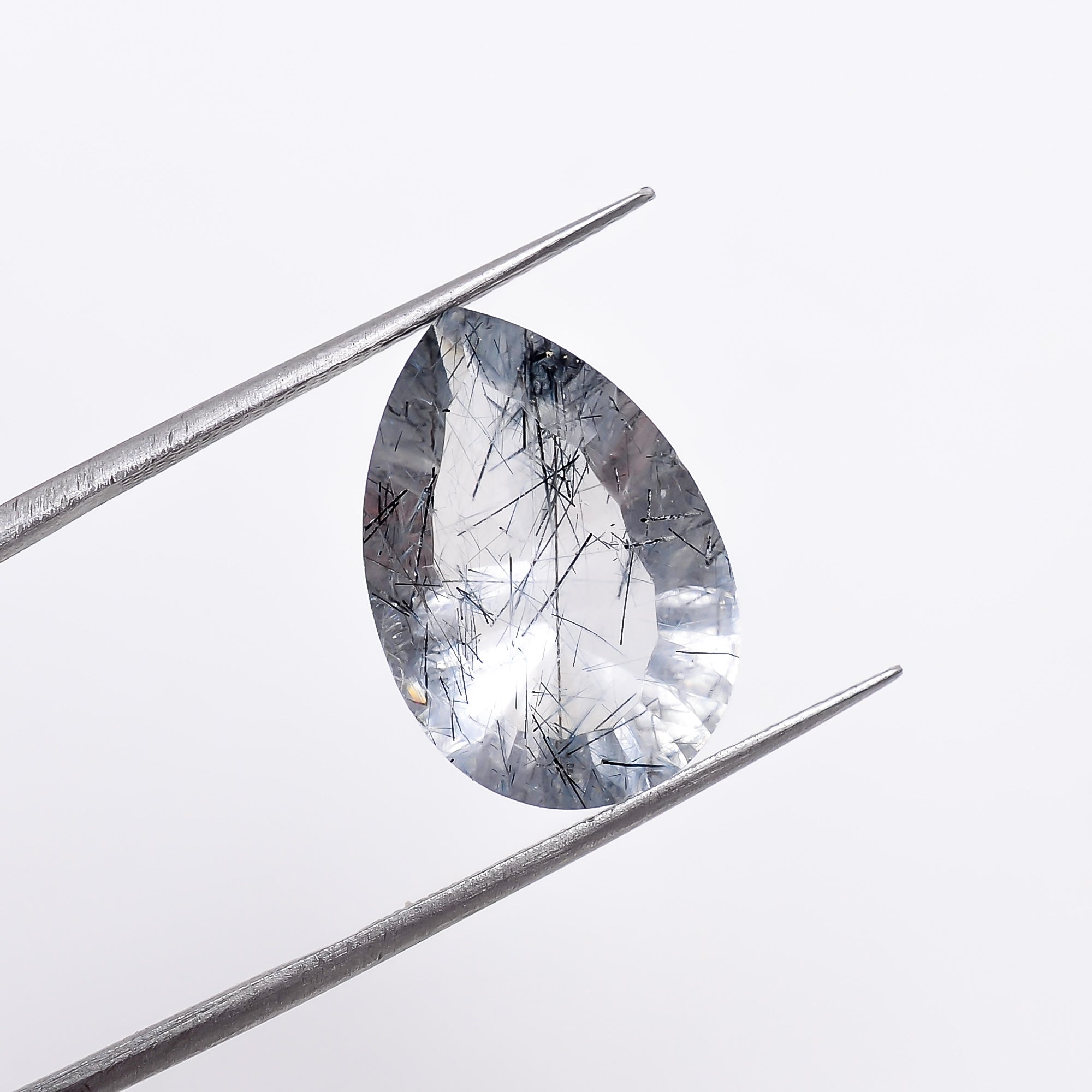 Natural Black Rutile Quartz Pear Shape Cut Stone Loose Gemstone For Making Jewelry 6.5 Ct 17X12X7 mm S-1205