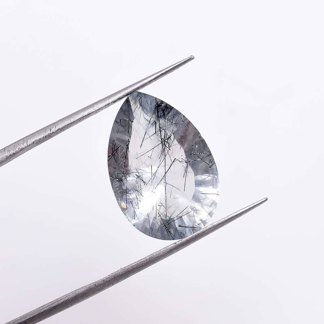 Natural Black Rutile Quartz Pear Shape Cut Stone Loose Gemstone For Making Jewelry 6.5 Ct 17X12X7 mm S-1205