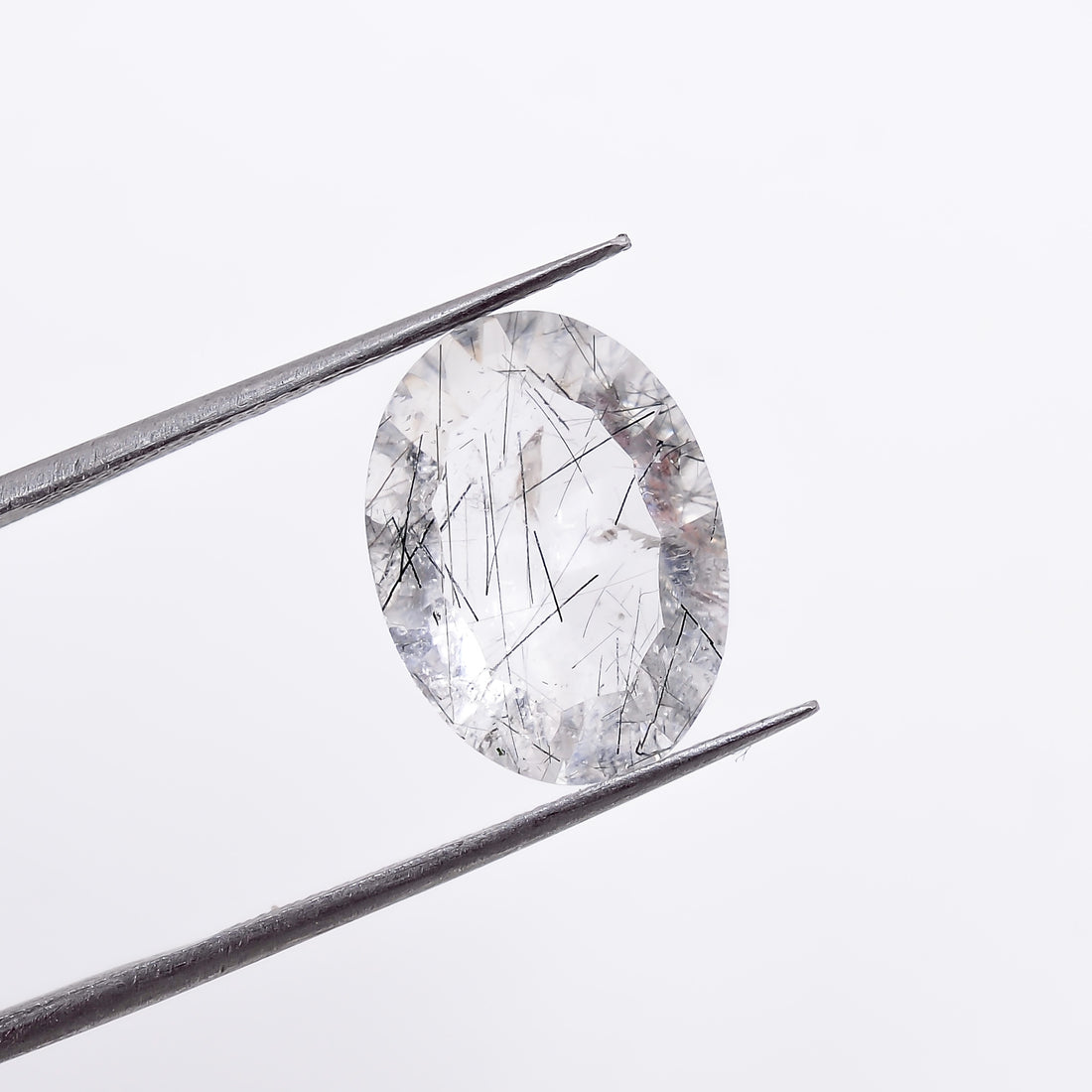 Natural Black Rutile Quartz Oval Shape Cut Stone Loose Gemstone For Making Jewelry 4.5 Ct. 14X10X5 mm S-1206
