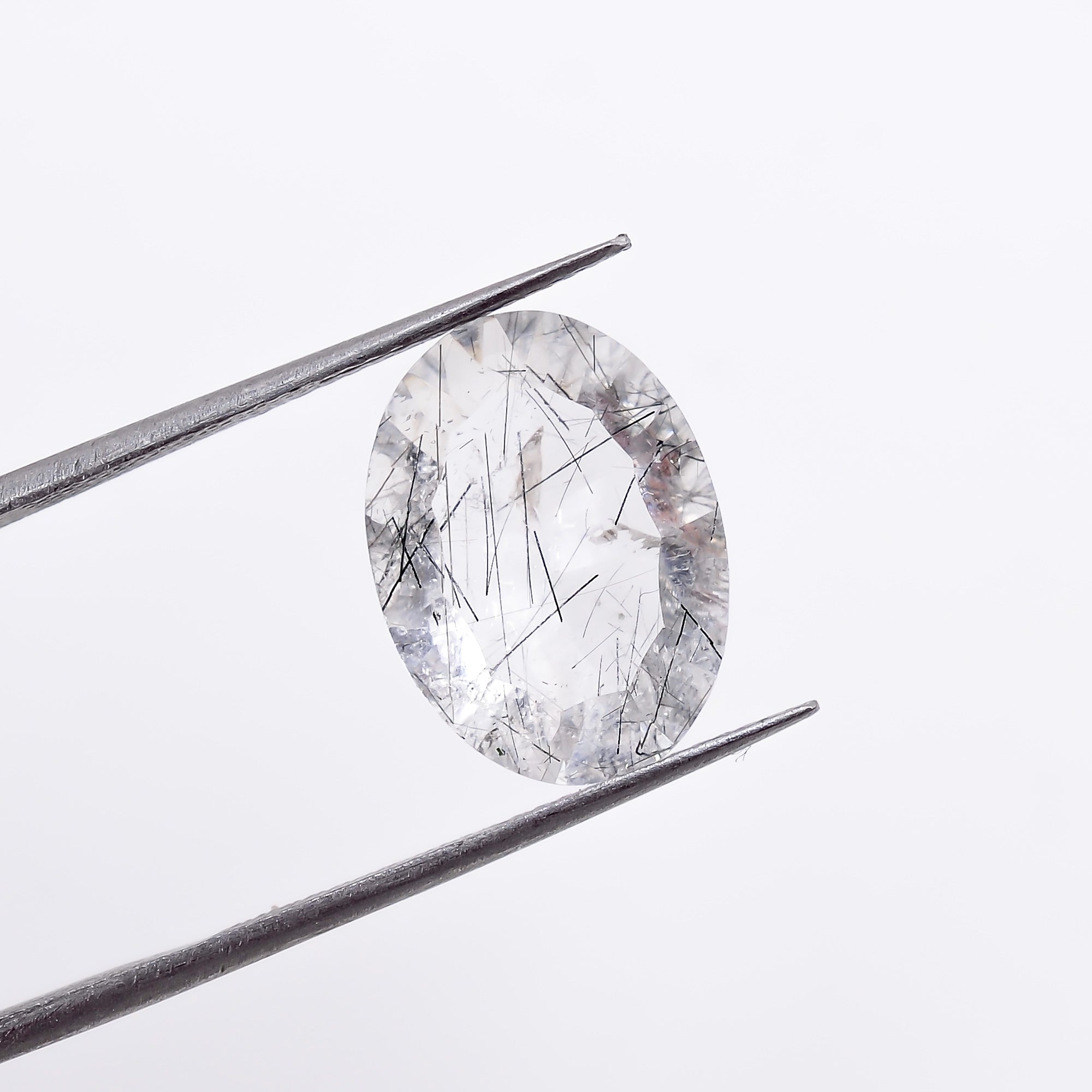 Natural Black Rutile Quartz Oval Shape Cut Stone Loose Gemstone For Making Jewelry 4.5 Ct. 14X10X5 mm S-1206