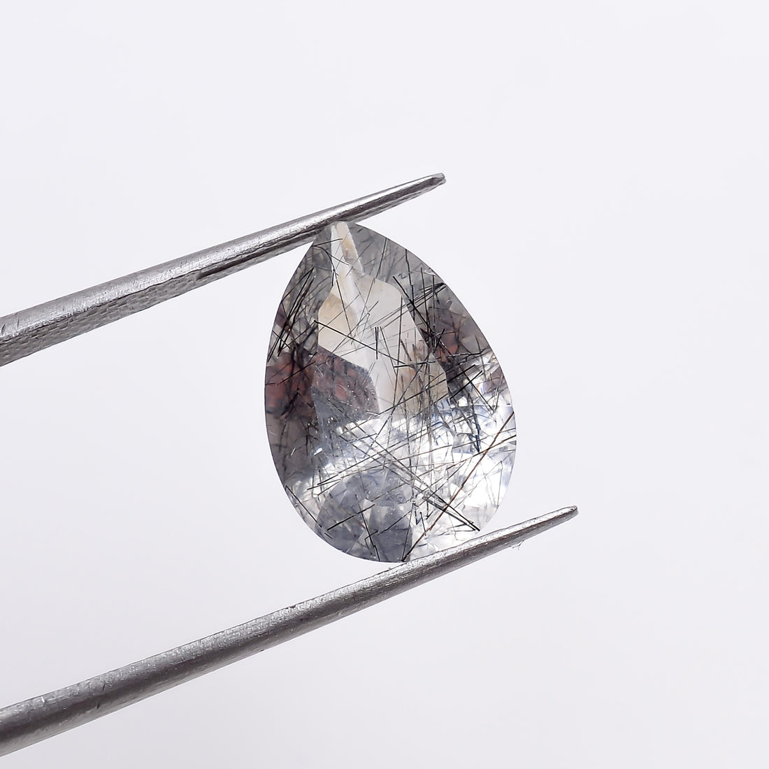 Natural Black Rutile Quartz Pear Shape Faceted Loose Gemstone For Making Jewelry 4 Ct. 13X9X6 mm S-1207