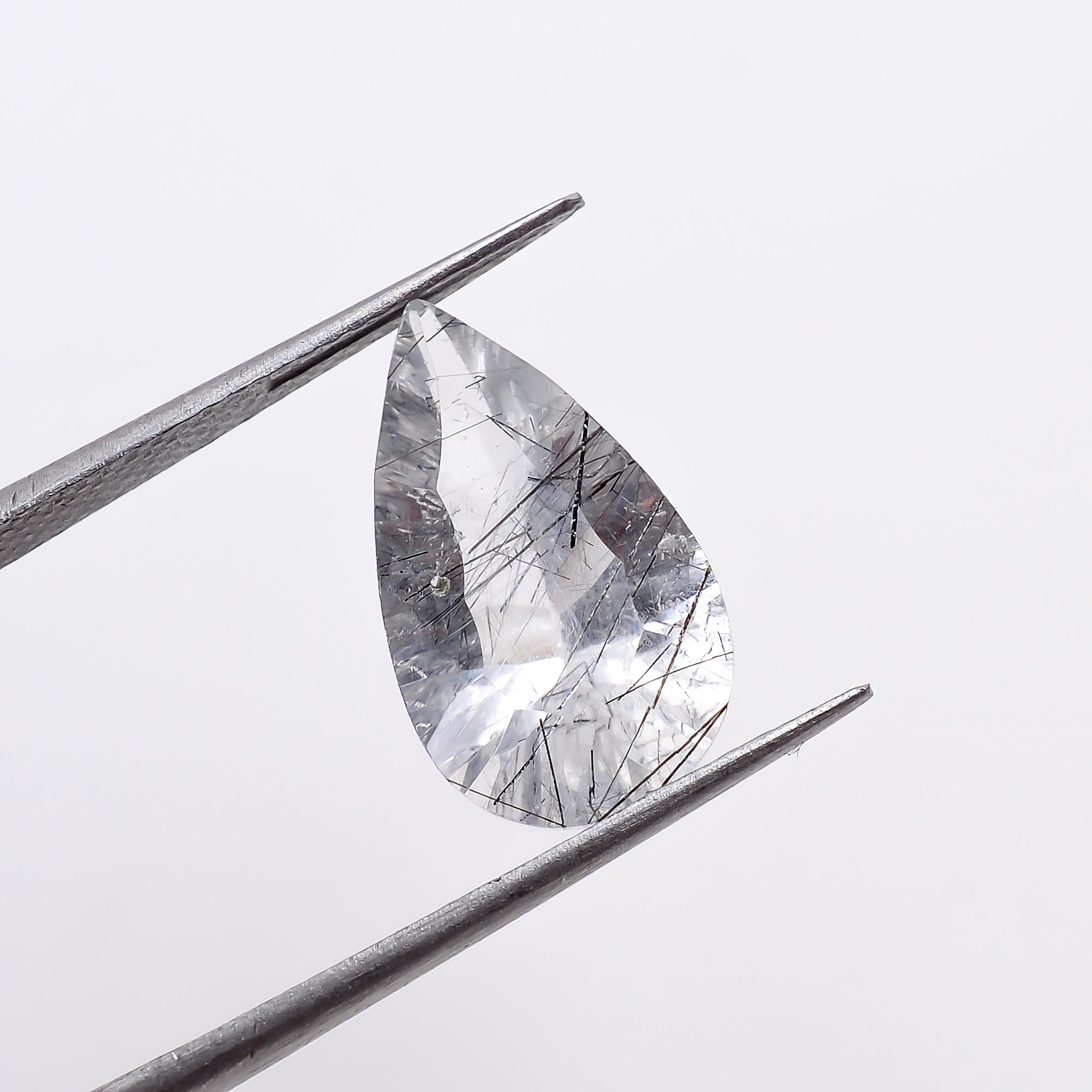 Natural Black Rutile Quartz Pear Shape Cut Stone Loose Gemstone For Making Jewelry 4 Ct. 15X9X6 mm S-1209