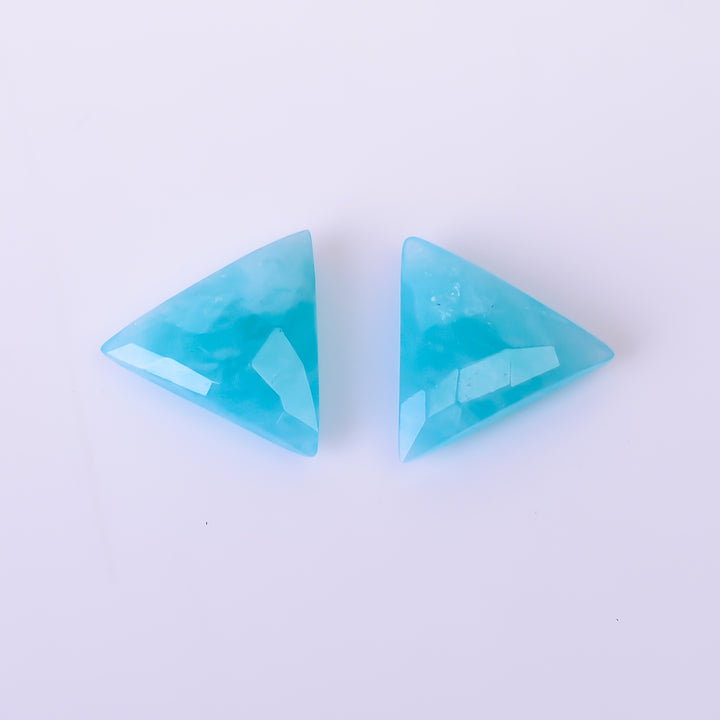 Natural Amazonite Triangle Shape Faceted Loose Gemstone Pair For Making Earrings 4.5 Ct. 10X10X3 mm Y-10394