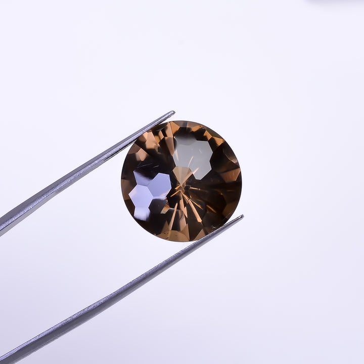 Natural Smoky Quartz Round Shape Faceted Loose Gemstone For Making Jewelry 16 Ct. 17X17X11 mm Y-10462