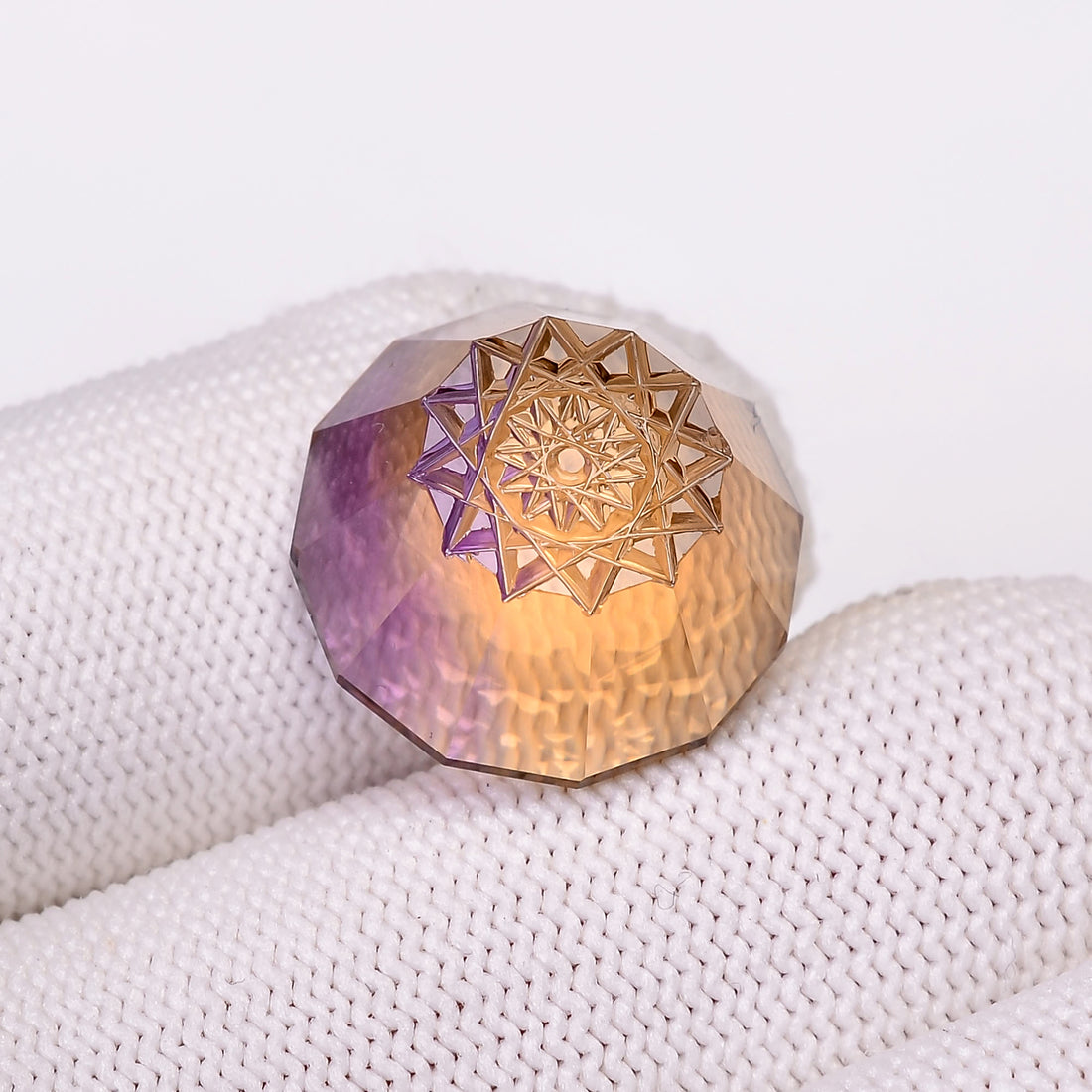 Natural Ametrine Octagon Shape Carved Loose Gemstone For Making Jewelry 21 Ct.18X18X9 mm Y-10636