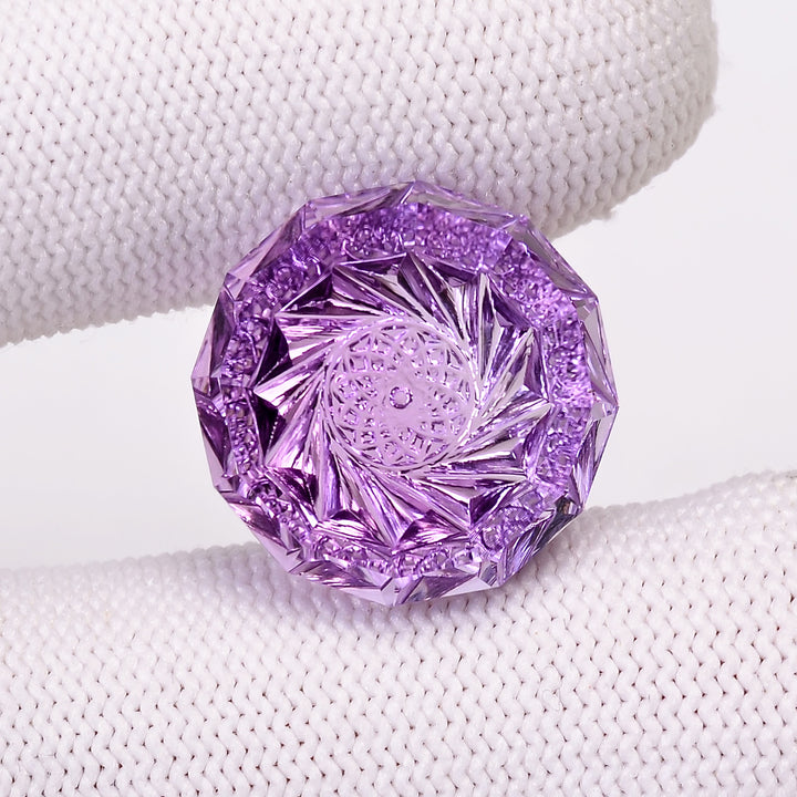 Natural Amethyst Octagon Shape Carved Loose Gemstone For Making Jewelry 19 Ct.18X18X8mm Y-10639