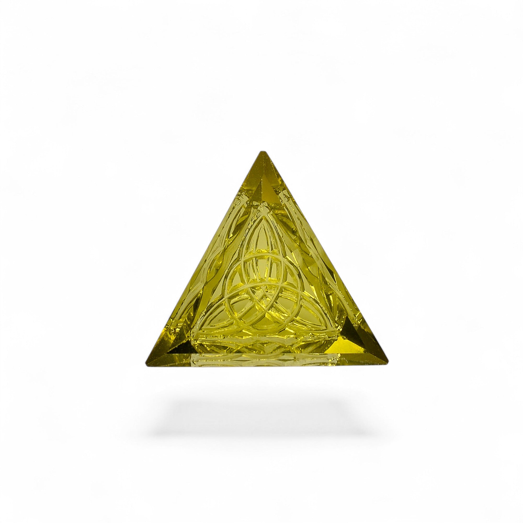Natural Lemon Quartz Triangle Shape Carved Loose Gemstone For Making Jewelry 11 Ct.17X17X6mm Y-10642