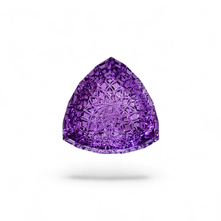 Natural Amethyst Trillion Shape Carved Loose Gemstone For Making Jewelry 24 Ct.20X20X8mm Y-10644
