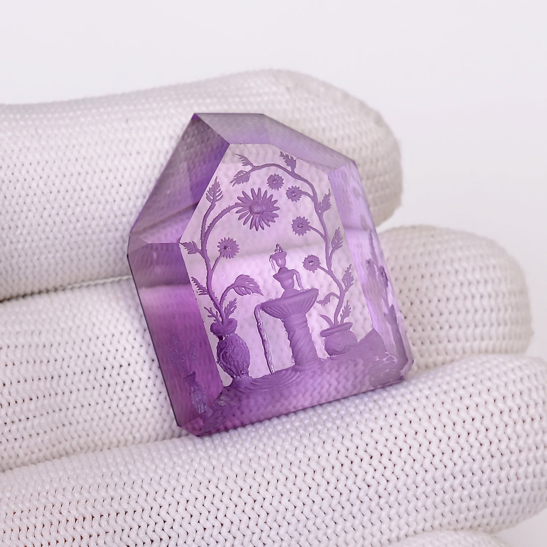 Natural Amethyst Pentagon Shape Carved Loose Gemstone For Making Jewelry 68 Ct.30X24X10mm Y-10646