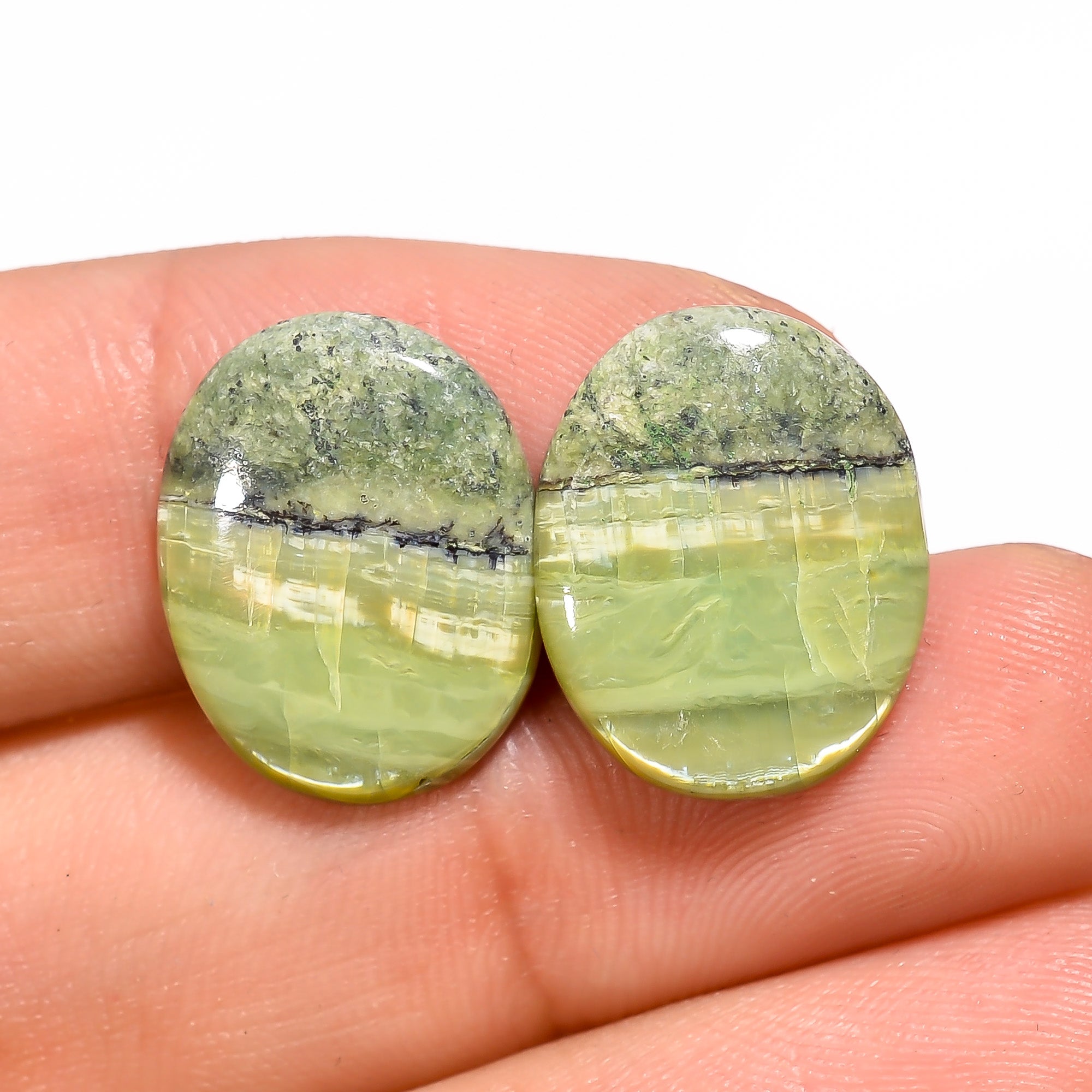 Natural Imperial Opal Oval Shape Cabochon Loose Gemstone Pair For Making Earrings 9 Ct. 17X13X3 mm Y-3103