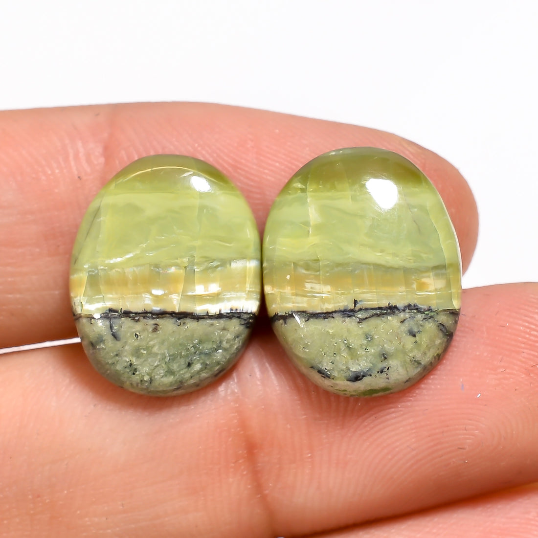Natural Imperial Opal Oval Shape Cabochon Loose Gemstone Pair For Making Earrings 11.5 Ct. 16X13X4 mm Y-3106