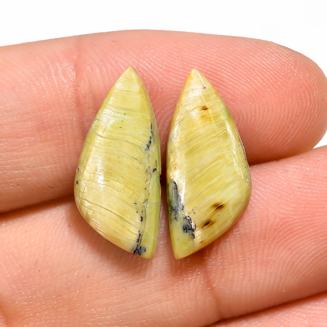 Natural Imperial Opal Fancy Shape Cabochon Loose Gemstone Pair For Making Earrings 5 Ct. 18X8X3 mm Y-3111