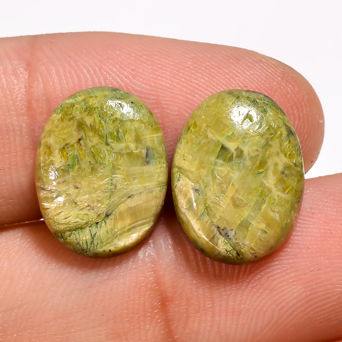 Natural Imperial Opal Oval Shape Cabochon Loose Gemstone Pair For Making Earrings 7 Ct. 14X11X3 mm Y-3116