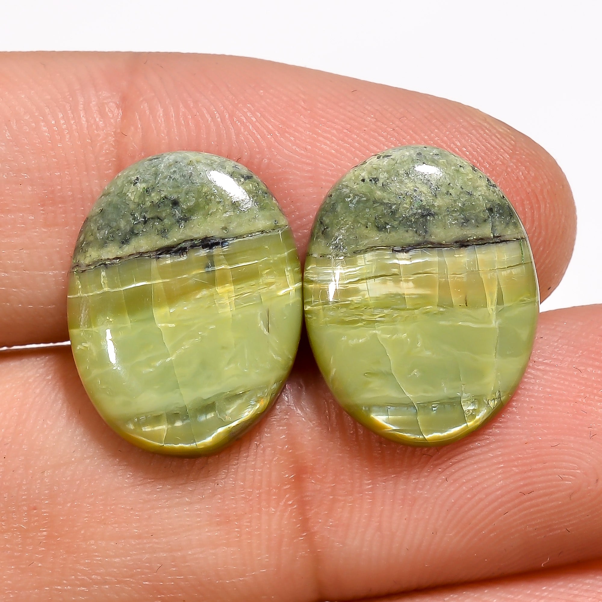 Natural Imperial Opal Oval Shape Cabochon Loose Gemstone Pair For Making Earrings 9 Ct. 16X12X3 mm Y-3118