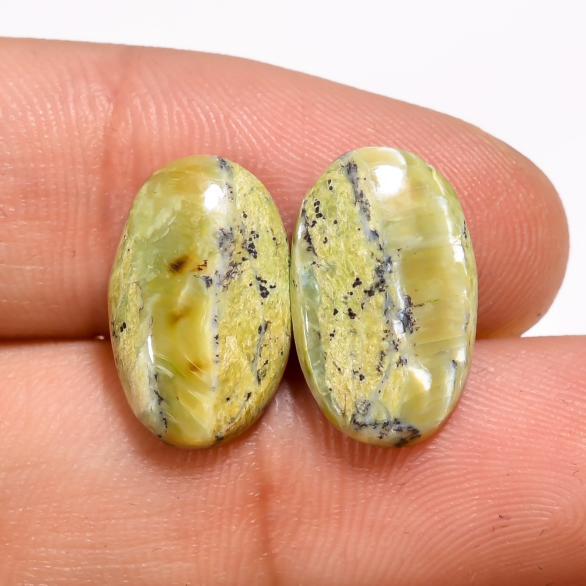 Natural Imperial Opal Oval Shape Cabochon Loose Gemstone Pair For Making Earrings 5.5 Ct. 15X9X3 mm Y-3119