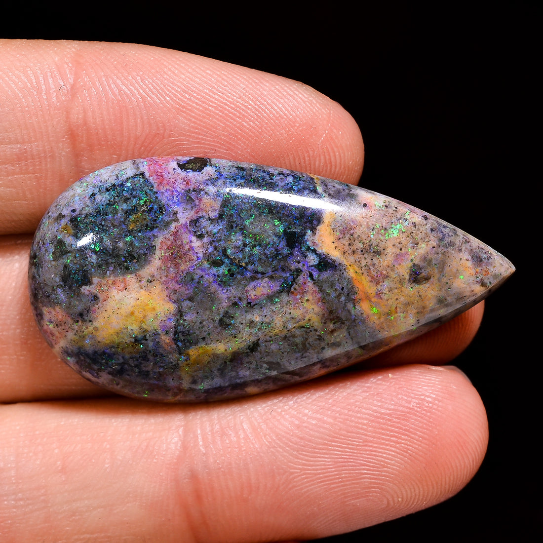 Andamooka Opal ( Fairy opal ) Natural Pear Shape Cabochon Loose Gemstone For Making Jewelry 27.5 Ct. 41X22X6 mm Y-8121