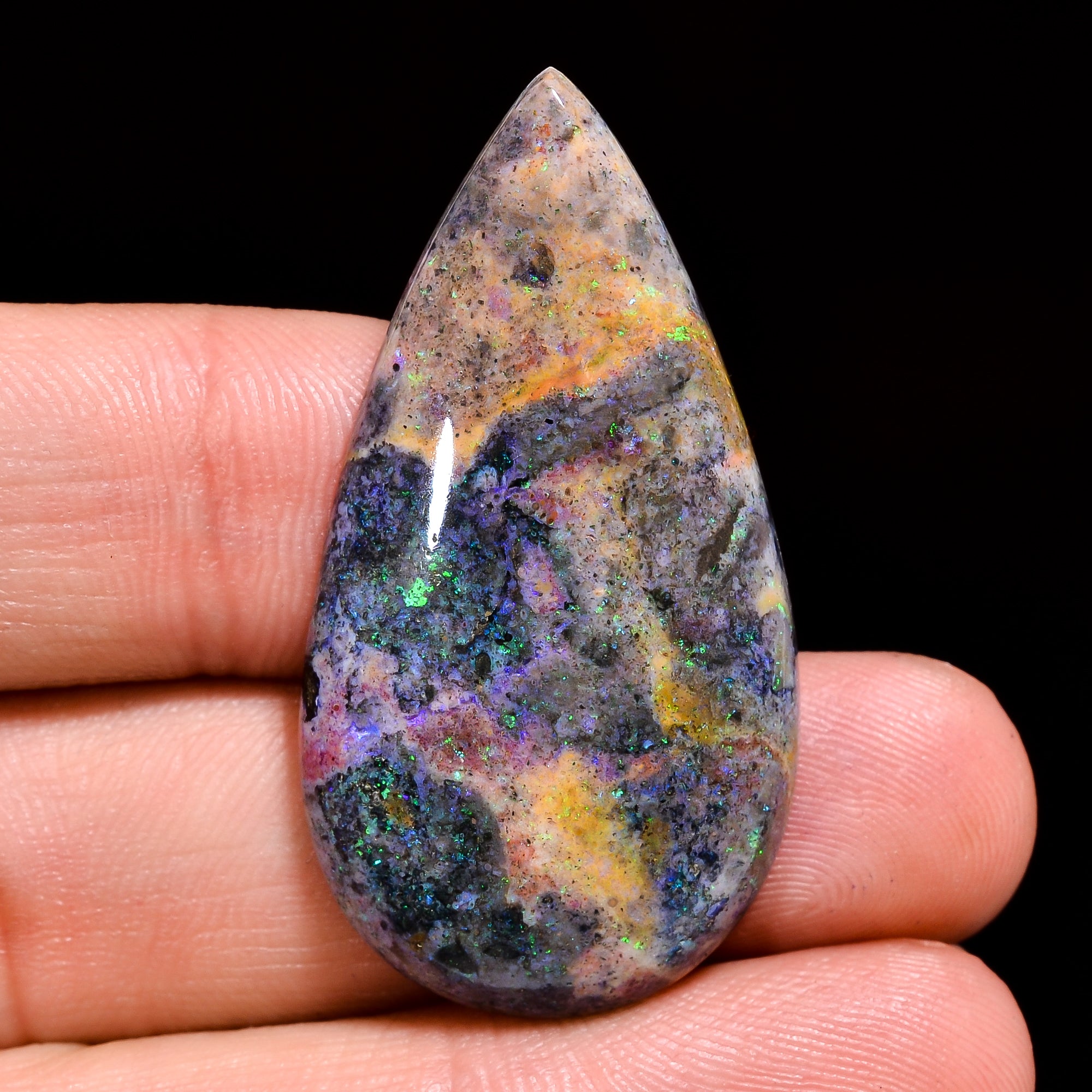 Andamooka Opal ( Fairy opal ) Natural Pear Shape Cabochon Loose Gemstone For Making Jewelry 27.5 Ct. 41X22X6 mm Y-8121