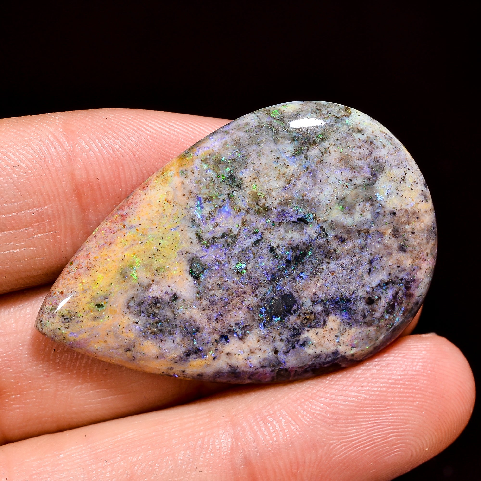 Andamooka Opal ( Fairy opal ) Natural Pear Shape Cabochon Loose Gemstone For Making Jewelry 34.5 Ct. 40X27X6 mm Y-8143