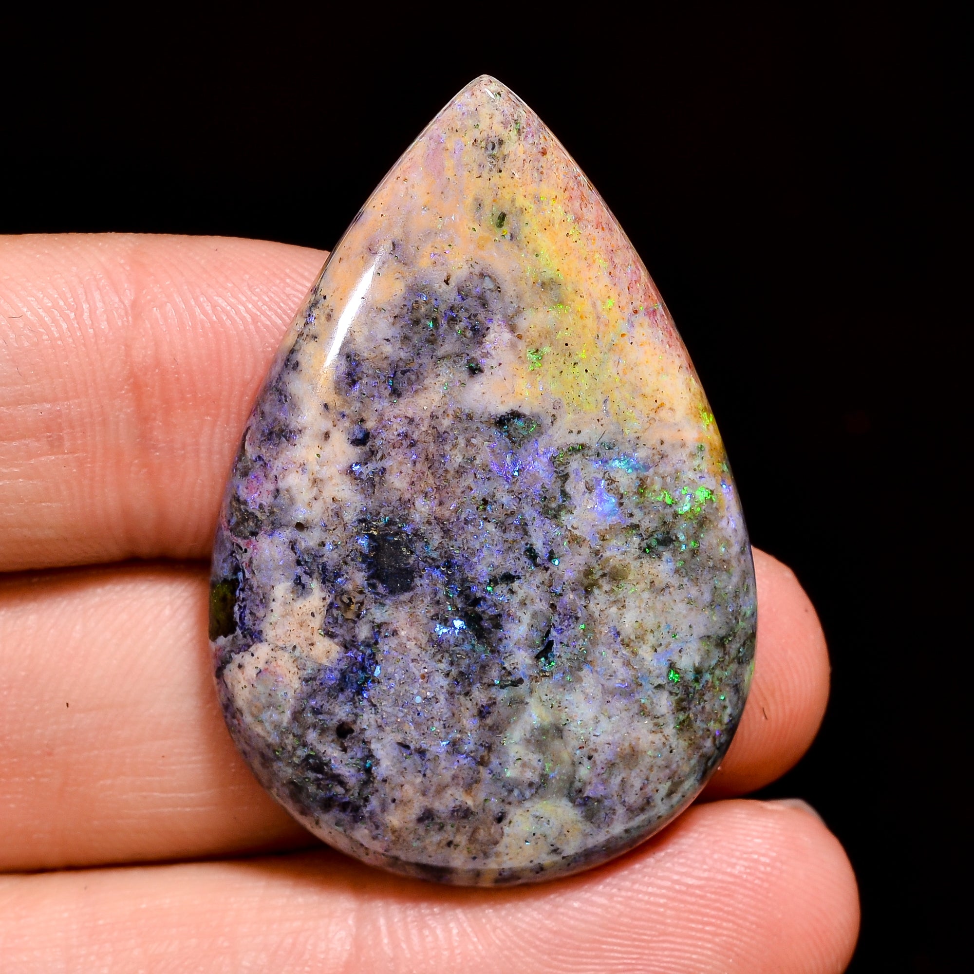 Andamooka Opal ( Fairy opal ) Natural Pear Shape Cabochon Loose Gemstone For Making Jewelry 34.5 Ct. 40X27X6 mm Y-8143