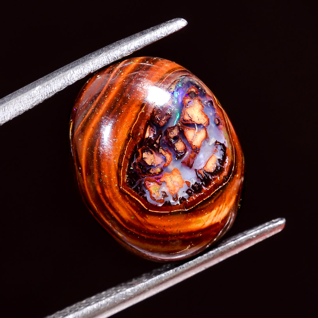 Natural Boulder Opal Oval Shape Cabochon Loose Gemstone 6.5 Ct. 15X12X5 mm Y-8171