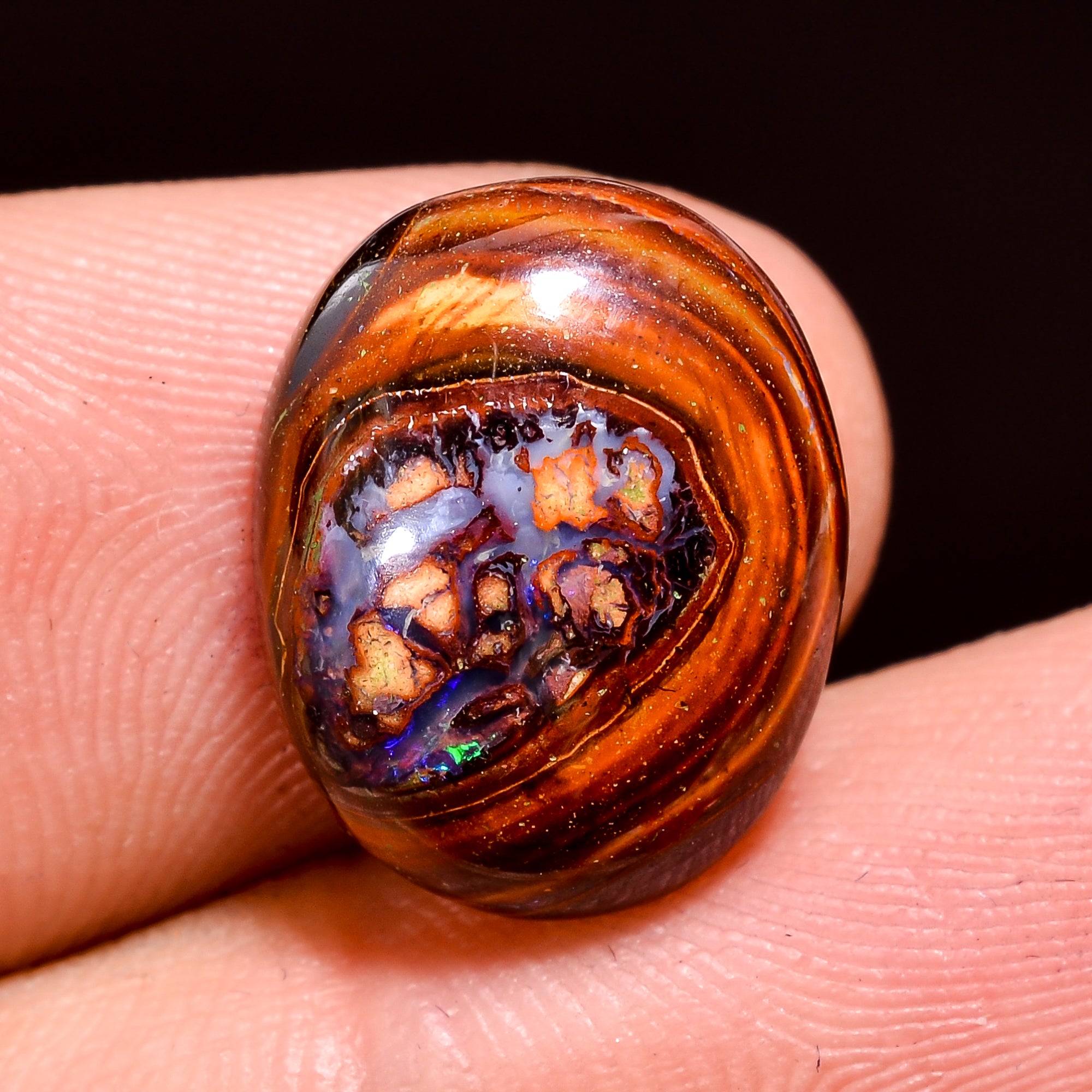 Natural Boulder Opal Oval Shape Cabochon Loose Gemstone 6.5 Ct. 15X12X5 mm Y-8171