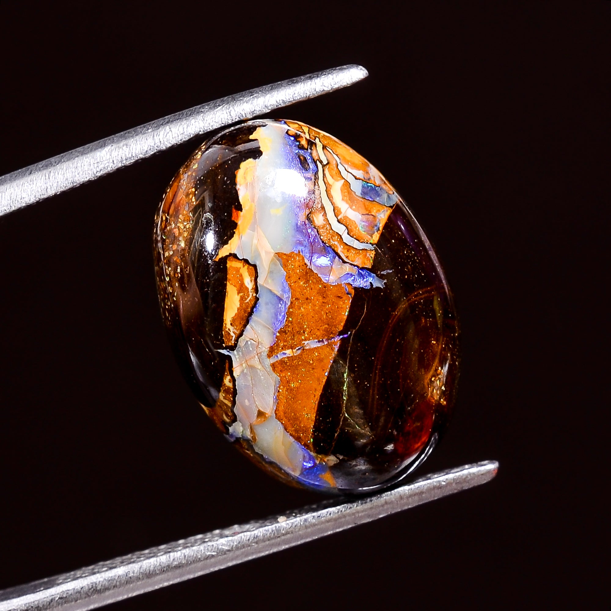 Natural Boulder Opal Oval Shape Cabochon Loose Gemstone 7.5 Ct. 16X12X5 mm Y-8173