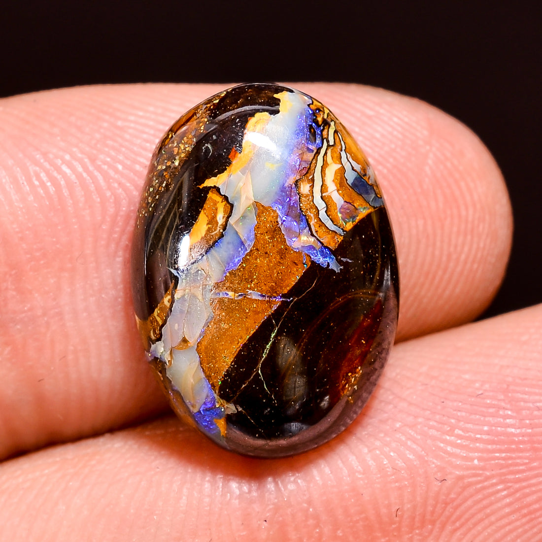 Natural Boulder Opal Oval Shape Cabochon Loose Gemstone 7.5 Ct. 16X12X5 mm Y-8173