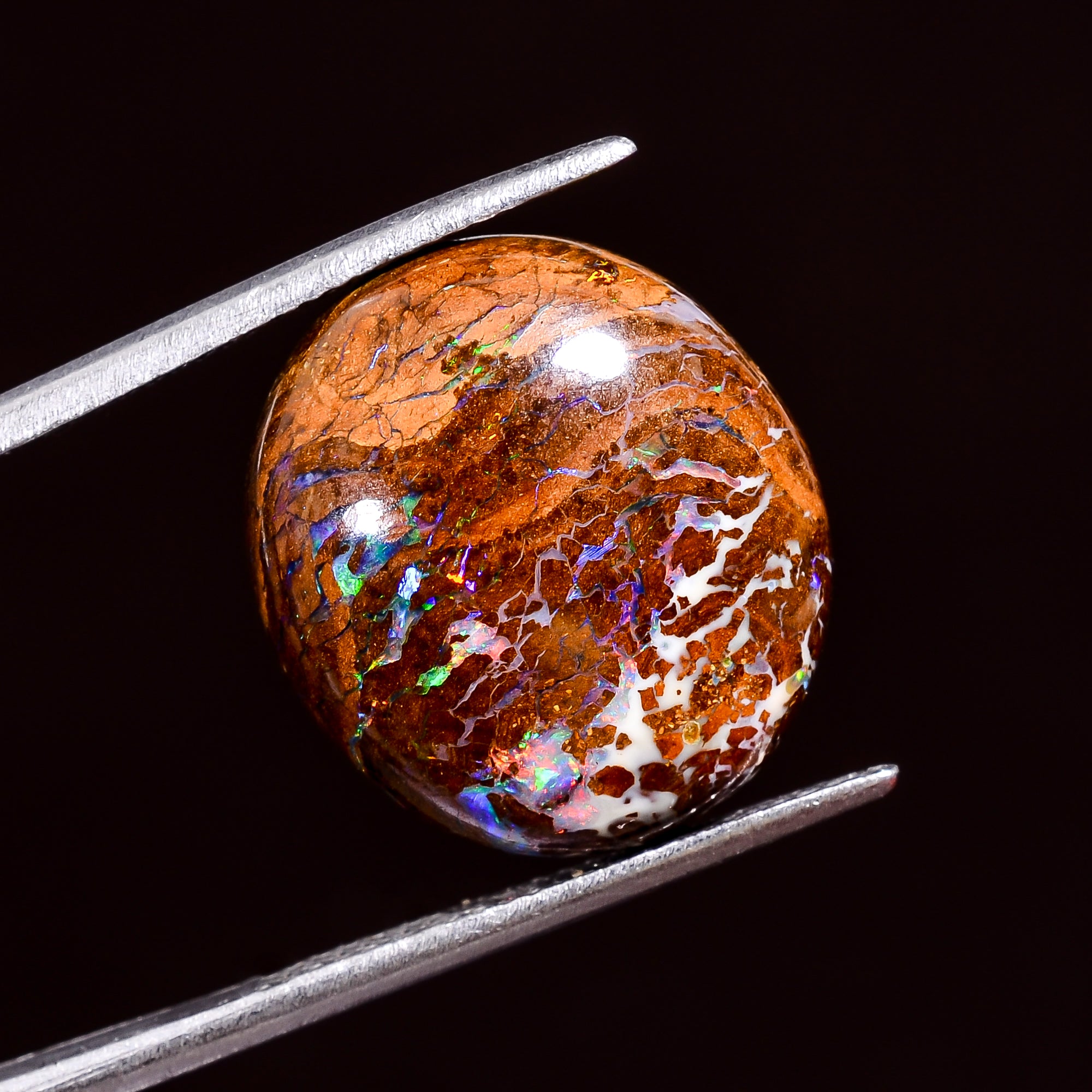 Natural Boulder Opal Oval Shape Cabochon Loose Gemstone 12 Ct. 18X16X6 mm Y-8175