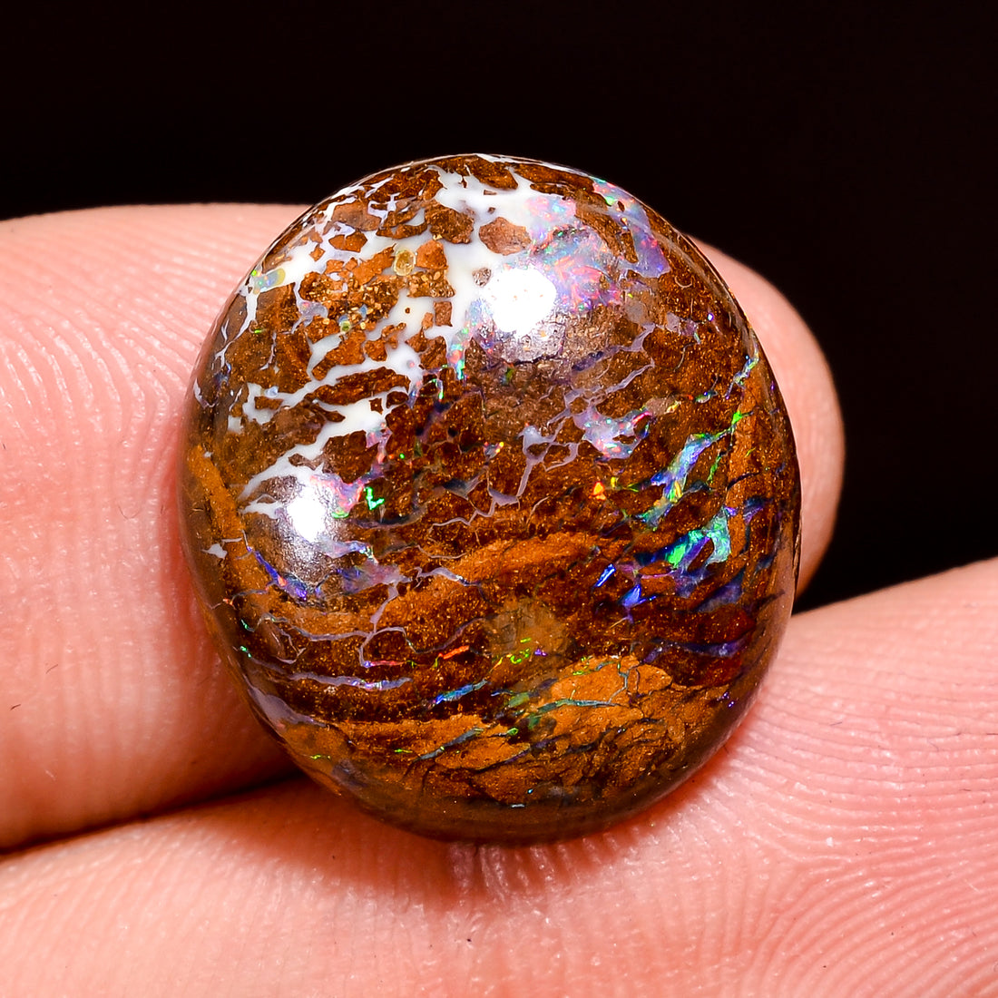 Natural Boulder Opal Oval Shape Cabochon Loose Gemstone 12 Ct. 18X16X6 mm Y-8175