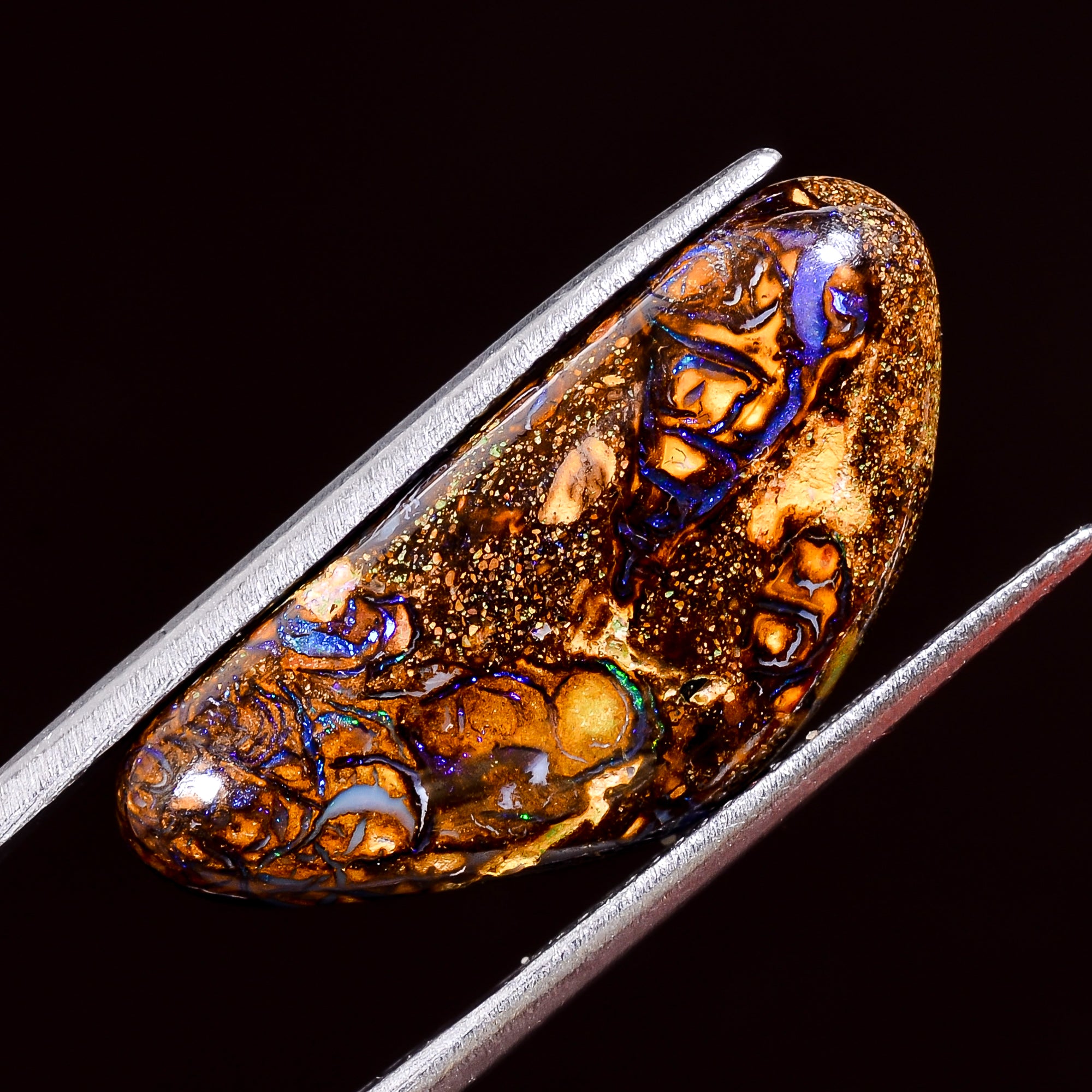 Natural Boulder Opal Fancy Shape Cabochon Loose Gemstone 11.5 Ct. 27X12X4 mm Y-8176