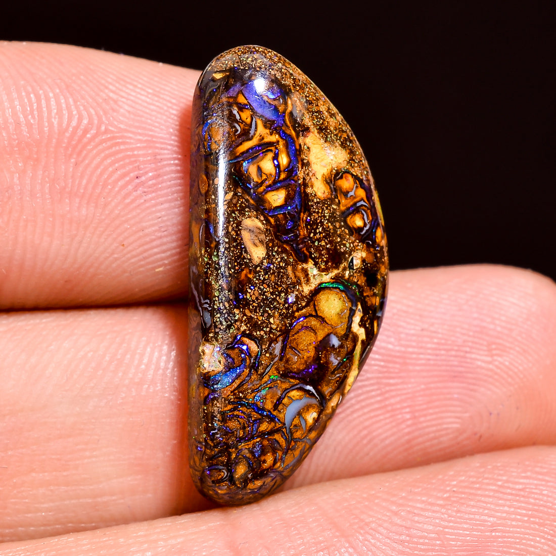 Natural Boulder Opal Fancy Shape Cabochon Loose Gemstone 11.5 Ct. 27X12X4 mm Y-8176