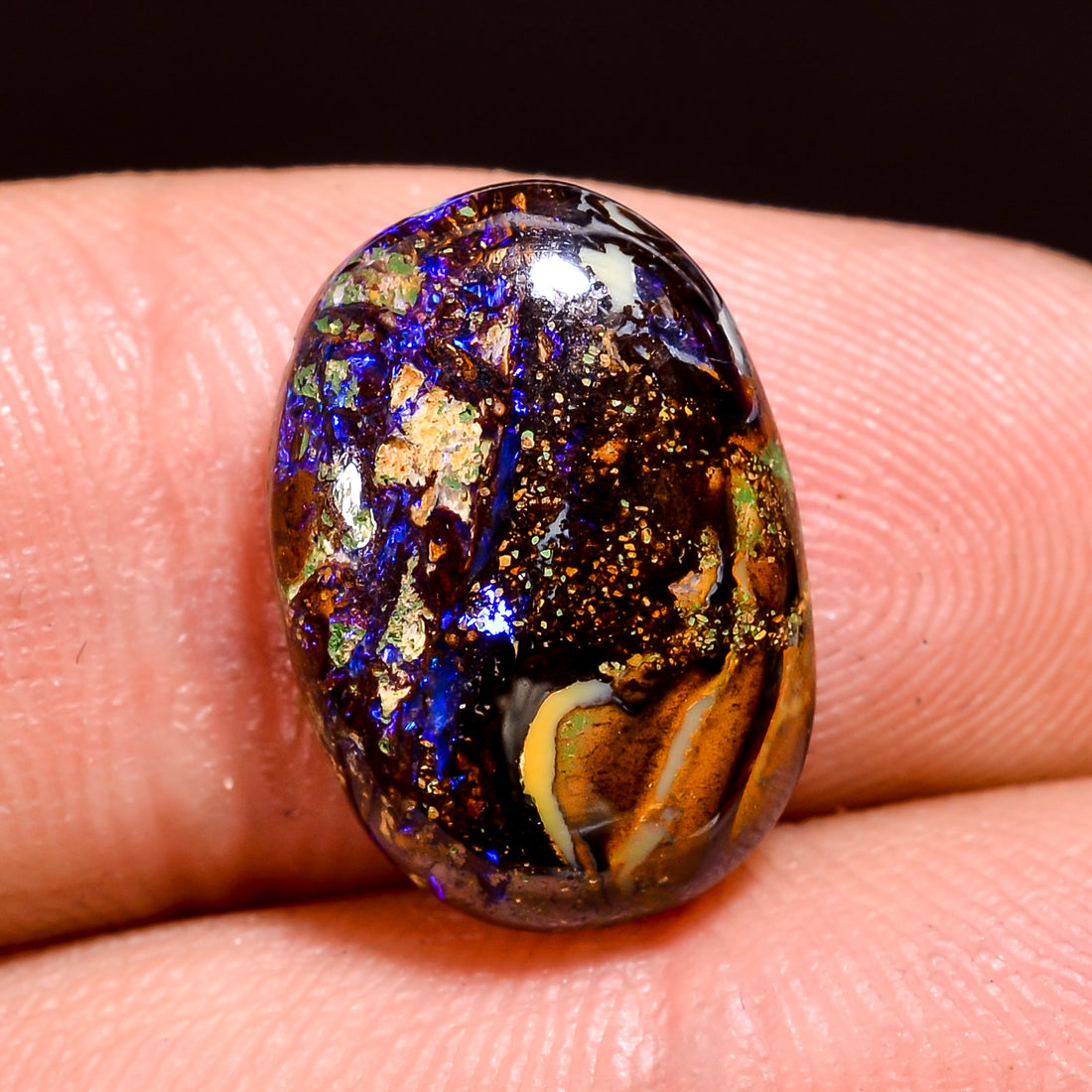 Natural Boulder Opal Oval Shape Cabochon Loose Gemstone 6 Ct. 15X11X4 mm Y-8178