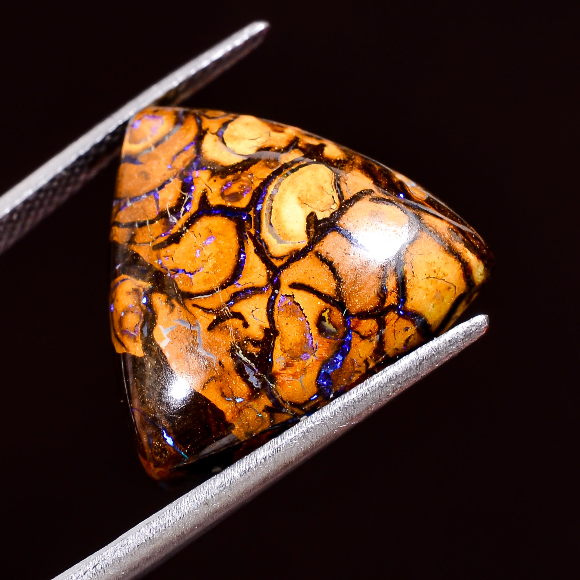 Natural Boulder Opal Trillion Shape Cabochon Loose Gemstone 13 Ct. 18X18X6 mm Y-8181