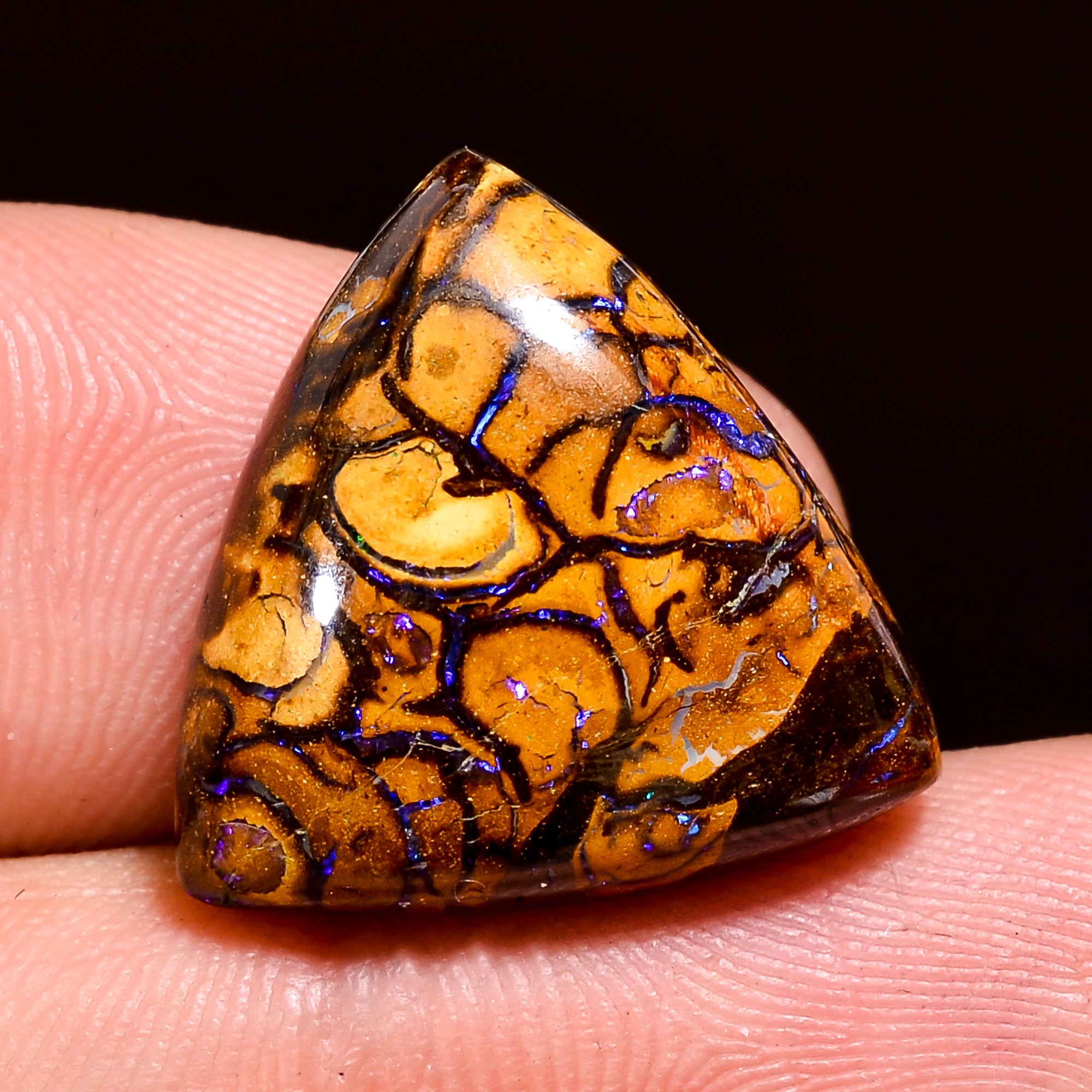 Natural Boulder Opal Trillion Shape Cabochon Loose Gemstone 13 Ct. 18X18X6 mm Y-8181