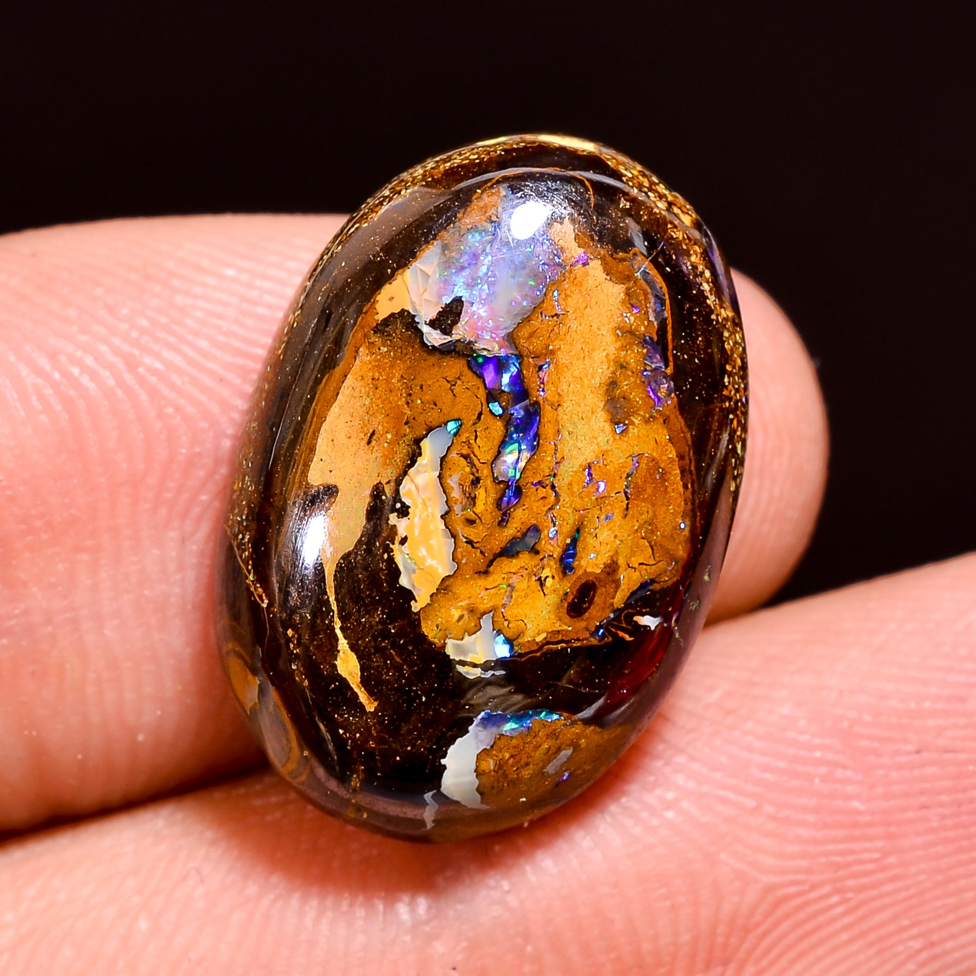 Natural Boulder Opal Oval Shape Cabochon Loose Gemstone 13 Ct. 19X13X5 mm Y-8184