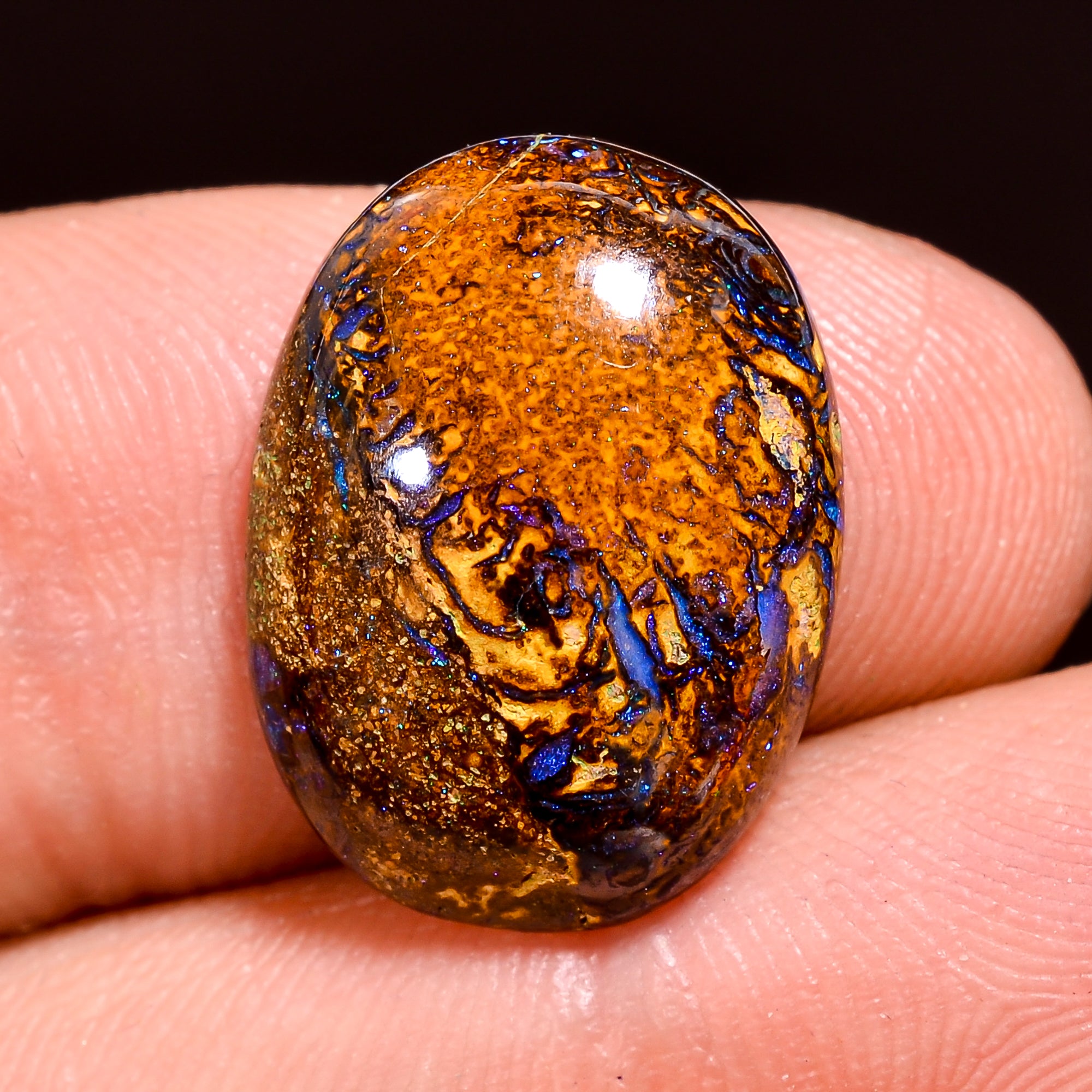 Natural Boulder Opal Oval Shape Cabochon Loose Gemstone 8.5 Ct. 17X13X5 mm Y-8188